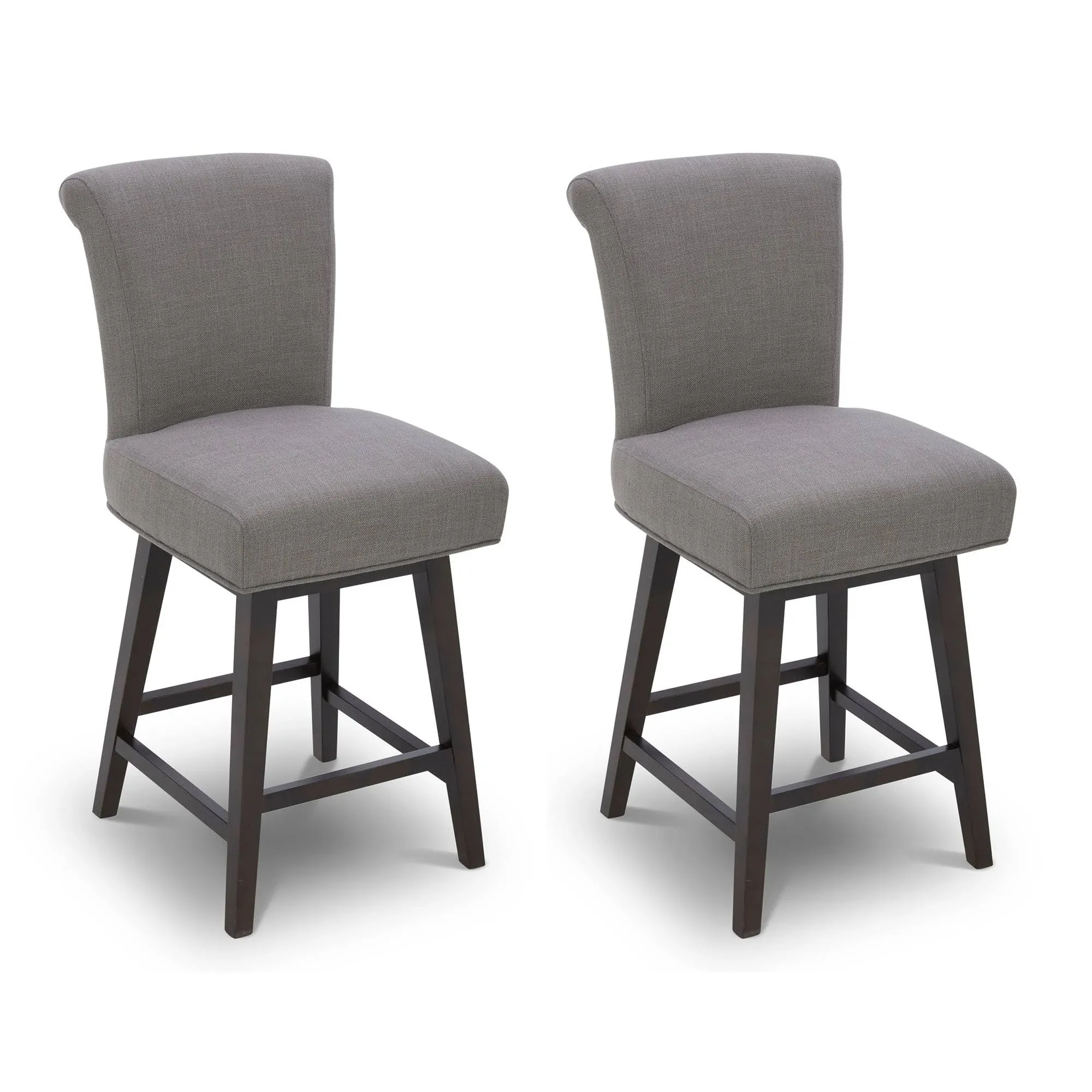 Chita 26 in Upholstered Swivel Counter Bar Stools with Back&Wood Legs Set of 2