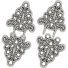 Bezelry Filigree Trivet Hook and Eye Cloak Clasp Fasteners Pack of 4 Pairs 64...