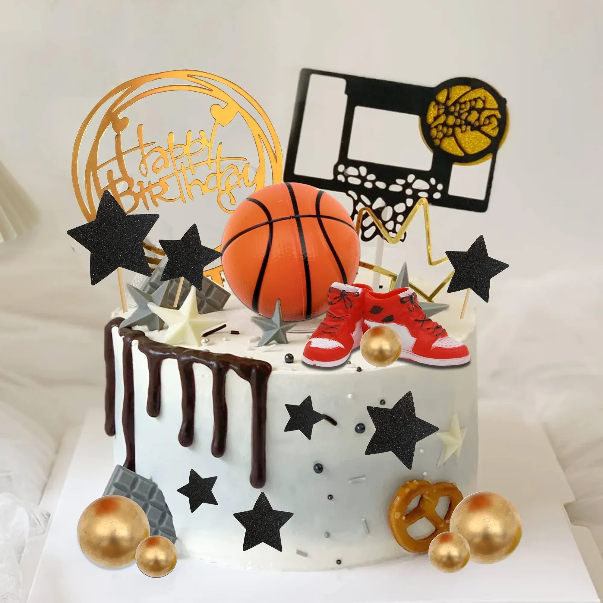 16 PCS Basketball Theme Cake Toppers, Cake Decoration for Boy birthday Party Decorations Supplies