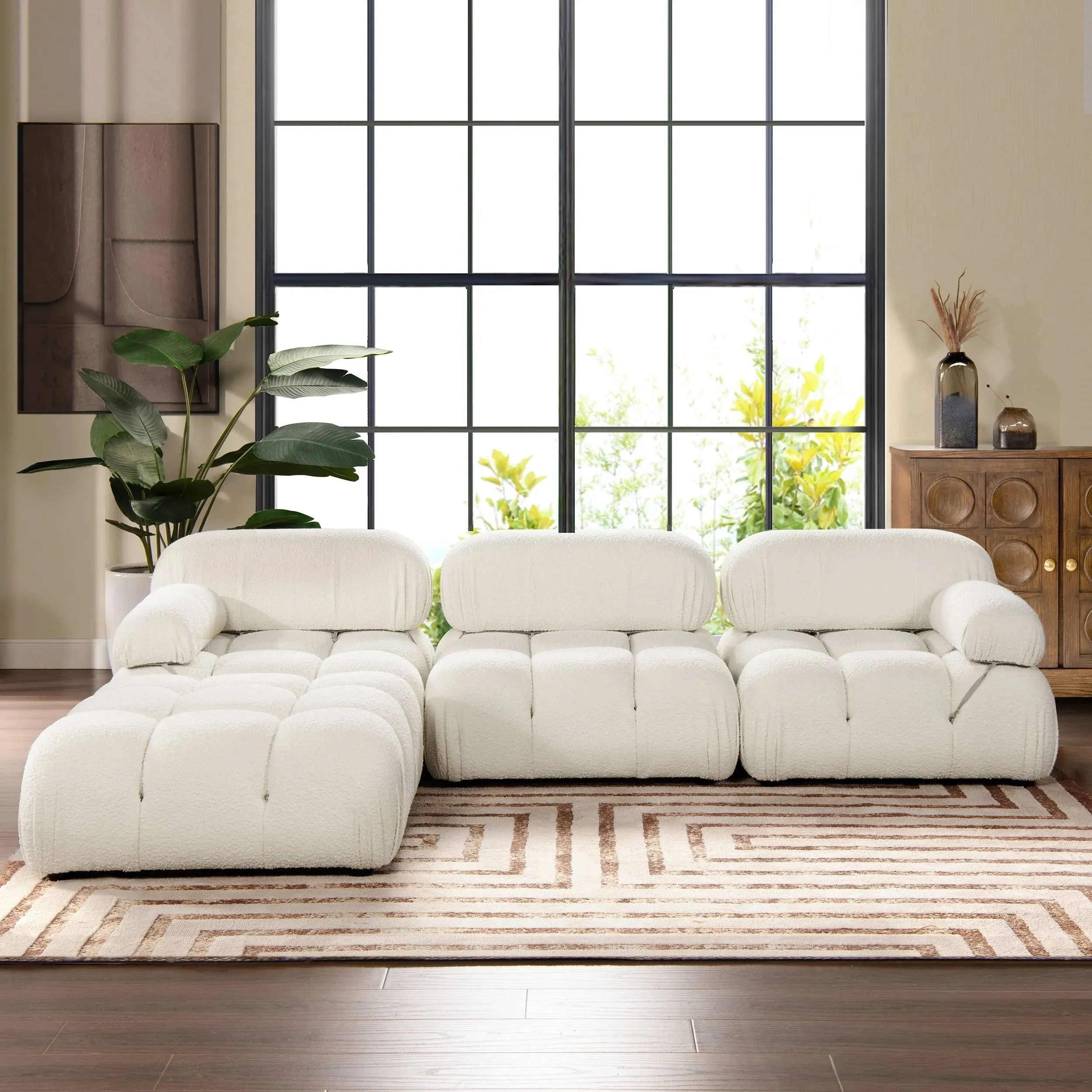 Marcel 109.5" Modular Modern 4-Piece Reversible Sectional Sofa