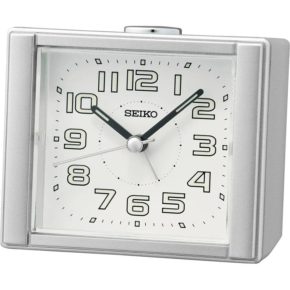 Seiko Aoki Square Alarm Clock Silver | QHE189SLH