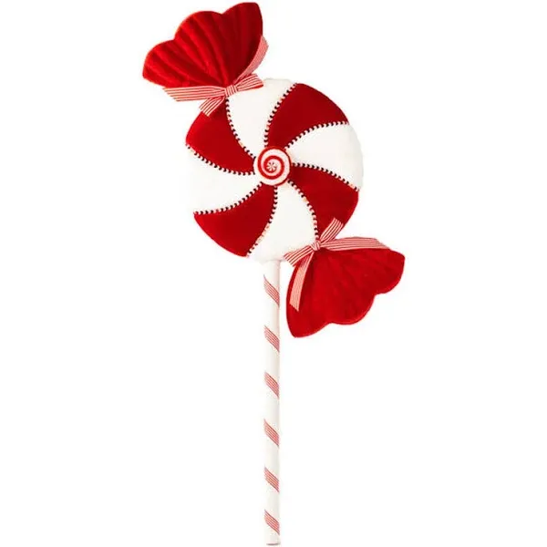 December Diamonds Candy Cane Lace 37" Peppermint Candy Pick