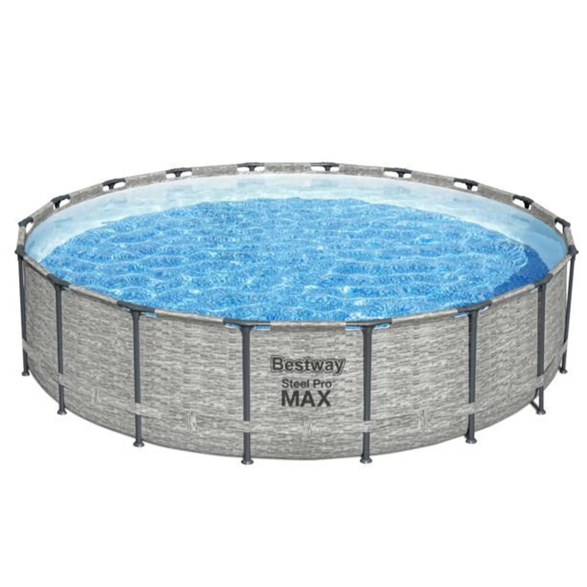 Bestway Steel Pro MAX 18’ x 48” Round Above Ground Pool Set | Frame Swmiming Pool Features Realistic Stone Print Liner | Includes 1500gal Filter Pump, 48" Ladder and 18' Pool Cover