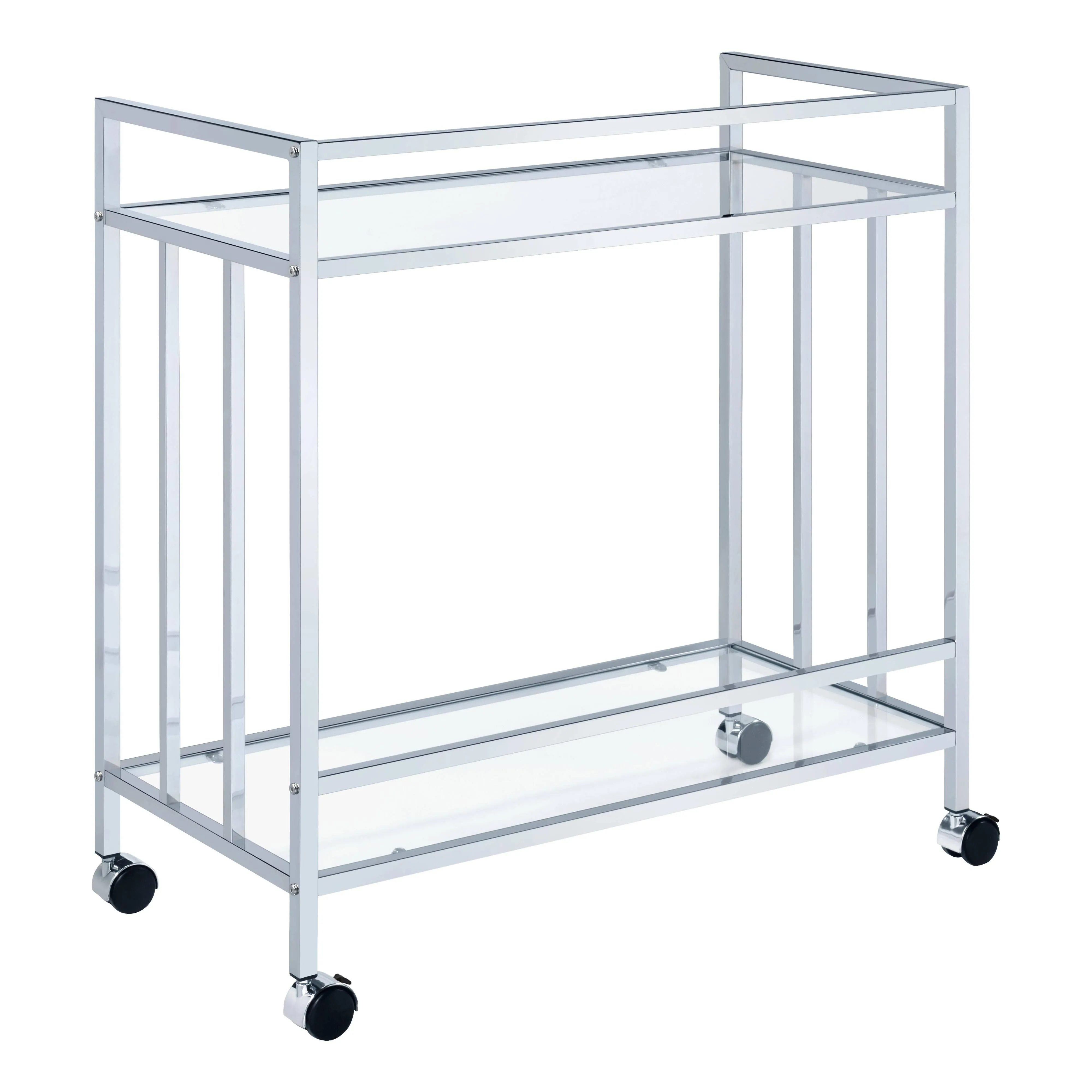 Cara Rectangular Serving Cart in Chrome