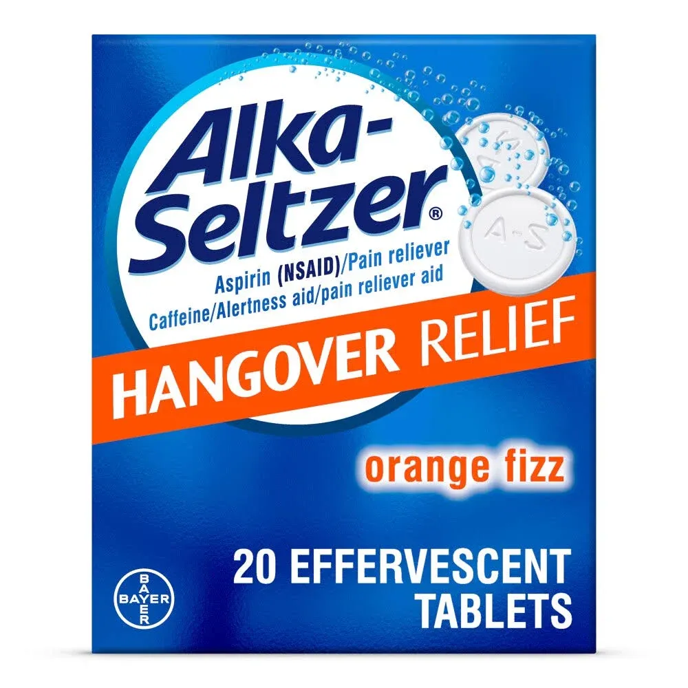 Alka-Seltzer Hangover Relief Tablets, Fast Relief Starts In About 15 Minutes for Headaches, Body Aches & Mental Fatigue, Bachelorette Party & Bachelor Party Packs 60 Count (3 Boxes, 20 Tablets Each)