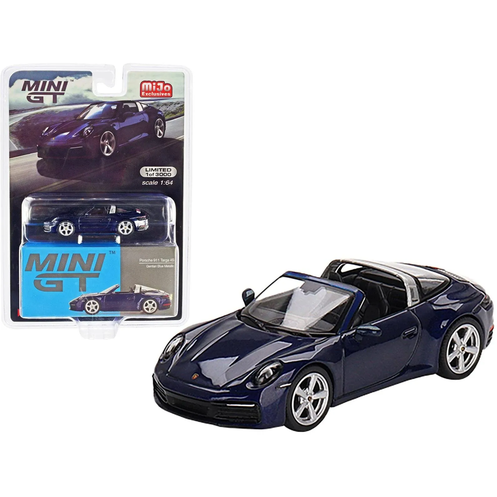 911 Targa 4S Gentian Blue Metallic Limited Edition to 3000 Pieces Worldwide 1/64 Diecast Model Car by True Scale Miniatures MGT00412