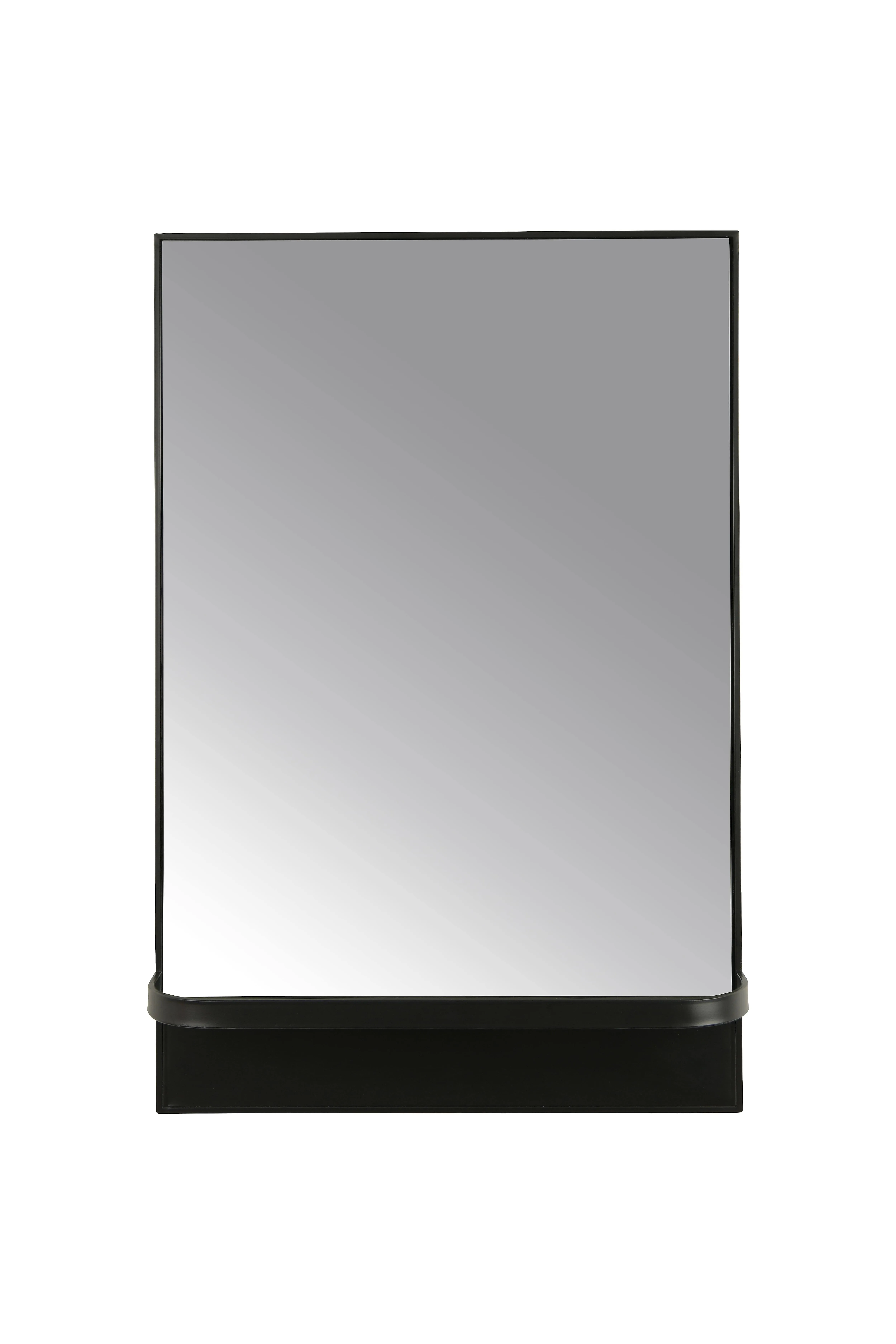 Modern Metal Framed Wall Mirror With Shelf, Matte Black - Transitional - Wall Mirrors - by Olive Grove | Houzz