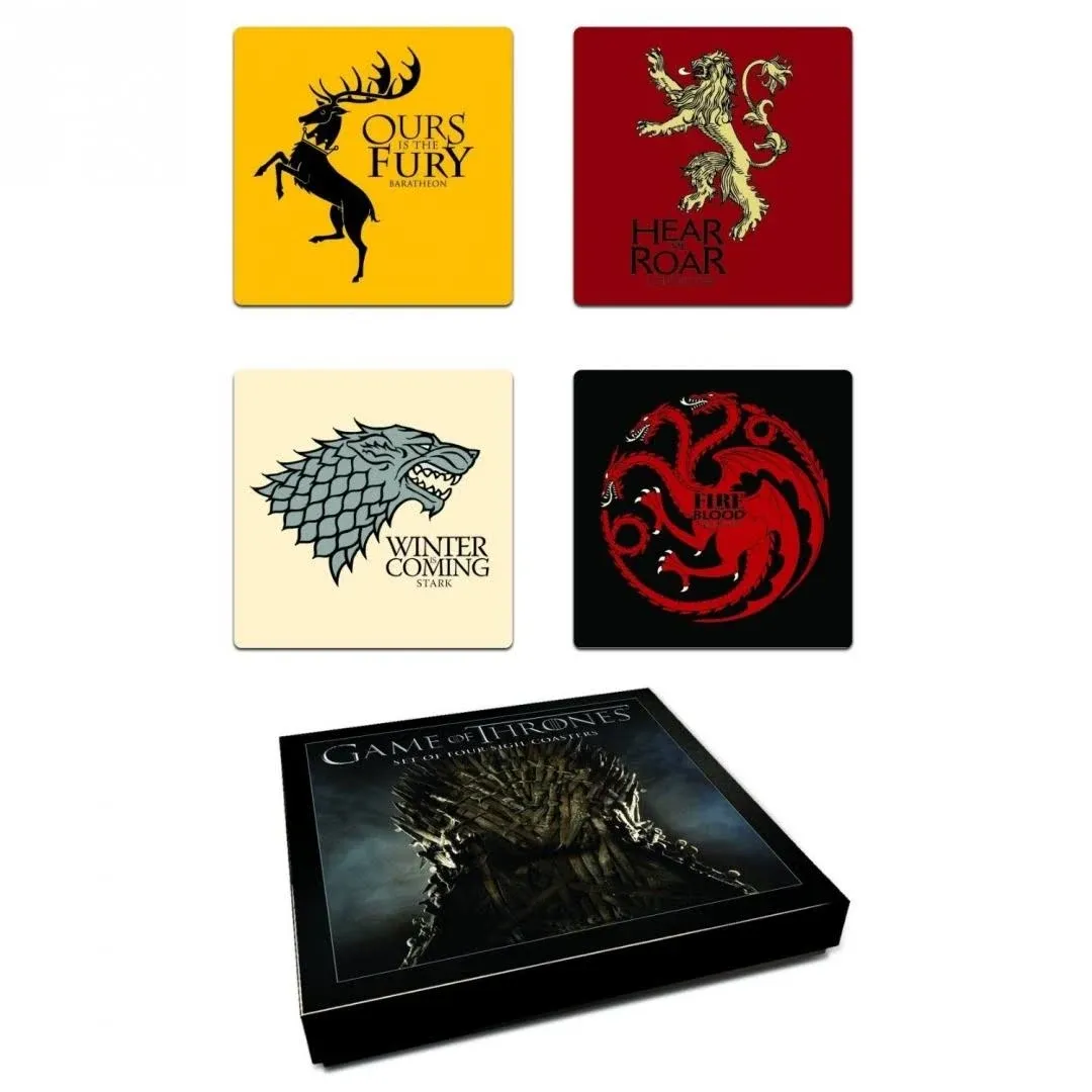 Game of Thrones House Sigil Coaster Set Stark Baratheon Lannister Targaryen