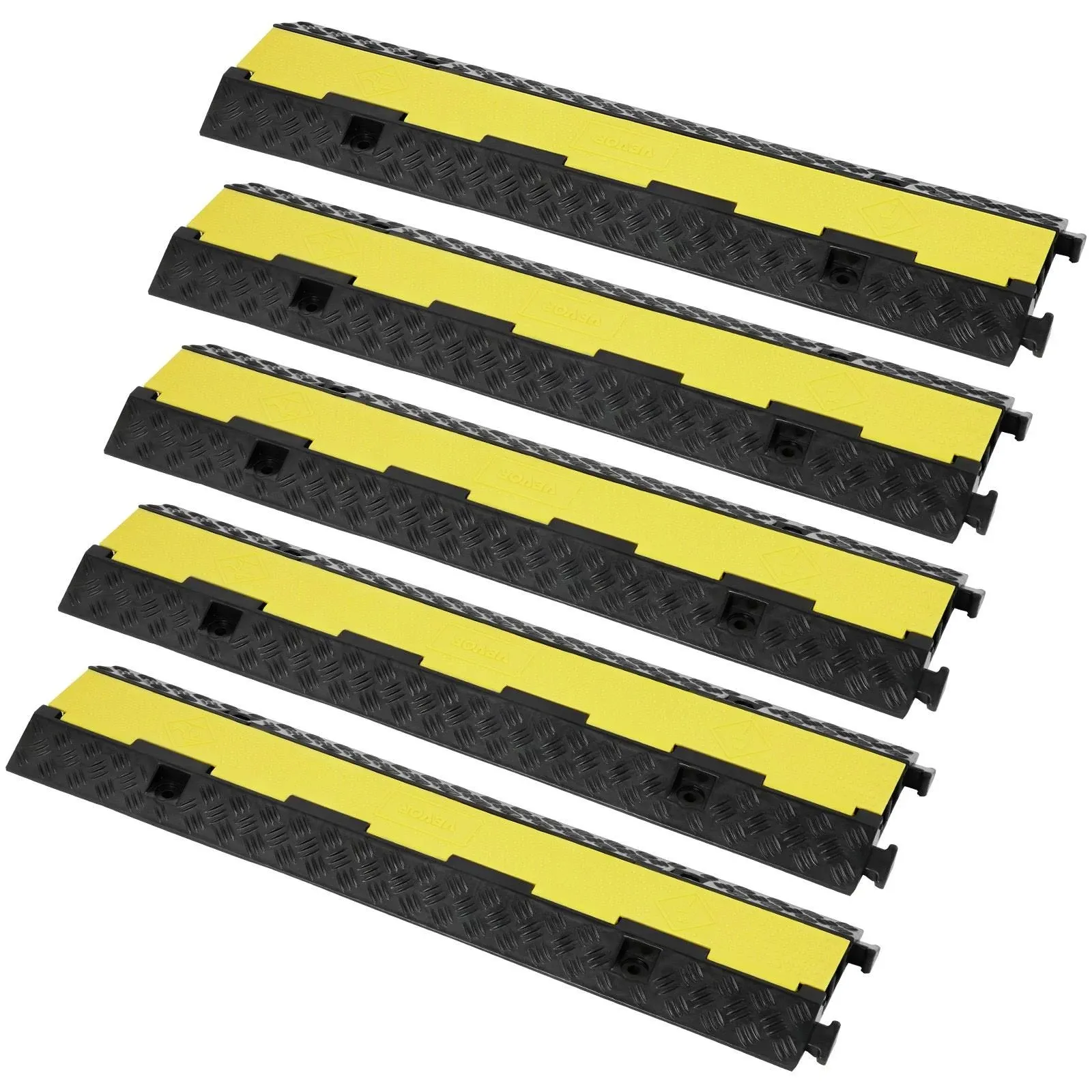 VEVOR 38 .58 in. x 9.45 in. Cable Protector Ramp 2 Channel 12000 lbs. Load Raceway Cord Cover Speed Bump for Traffic (5-Pack)