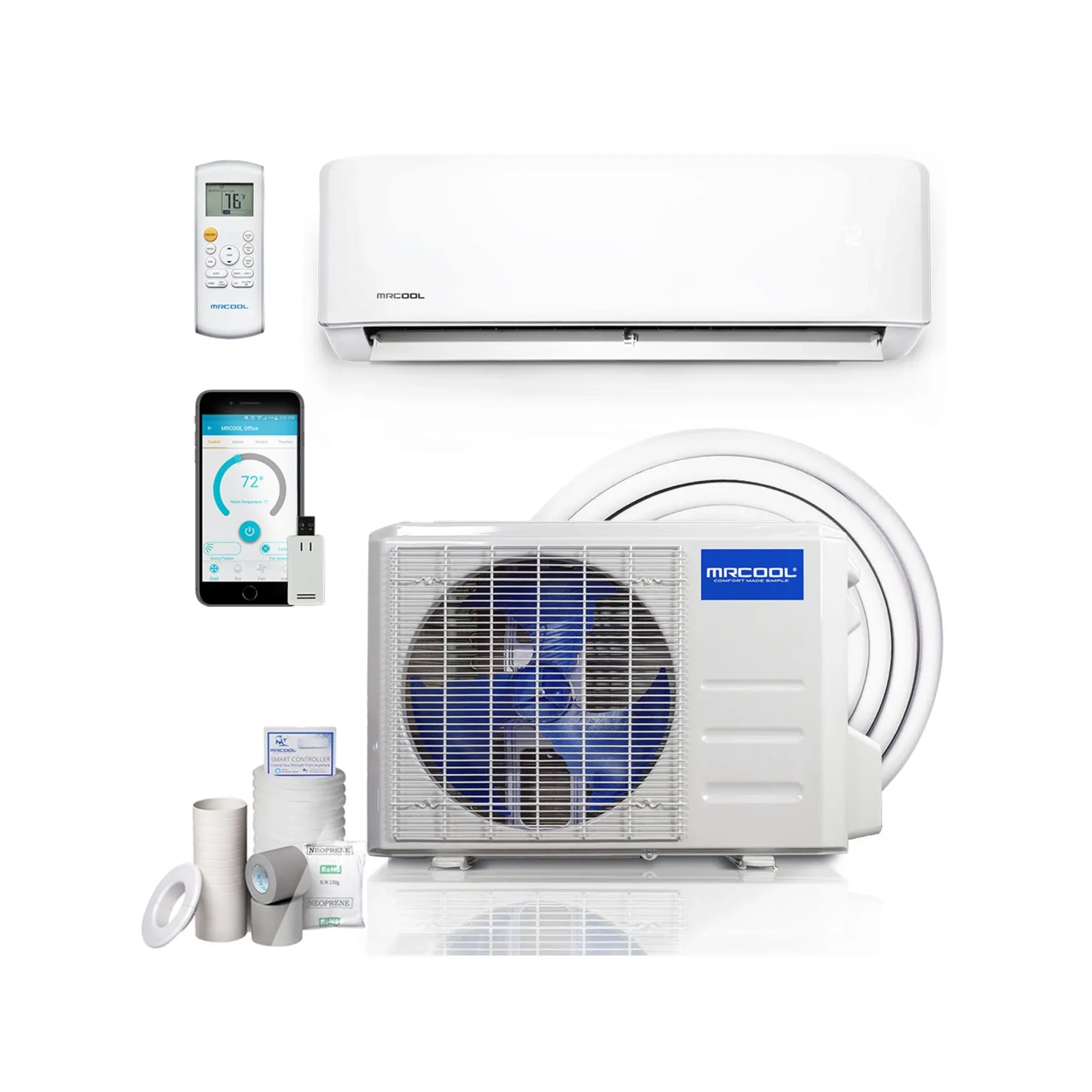 MRCOOL Advantage Series A-12-HP-230C Ductless Mini-Split Inverter Wall Mount Heat Pump System - 12,000 BTU; 208-230V