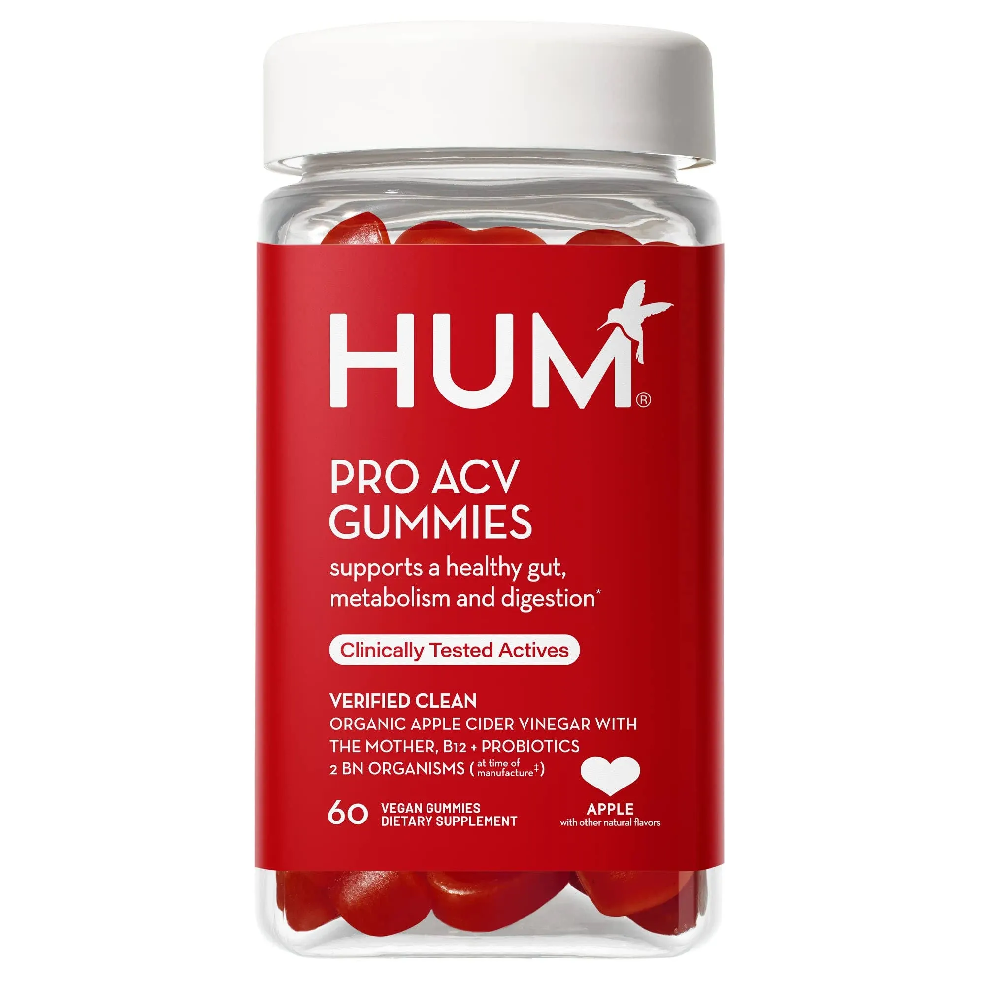 HUM Pro ACV Gummies -100% Organic Apple Cider Vinegar with The Mother,... 