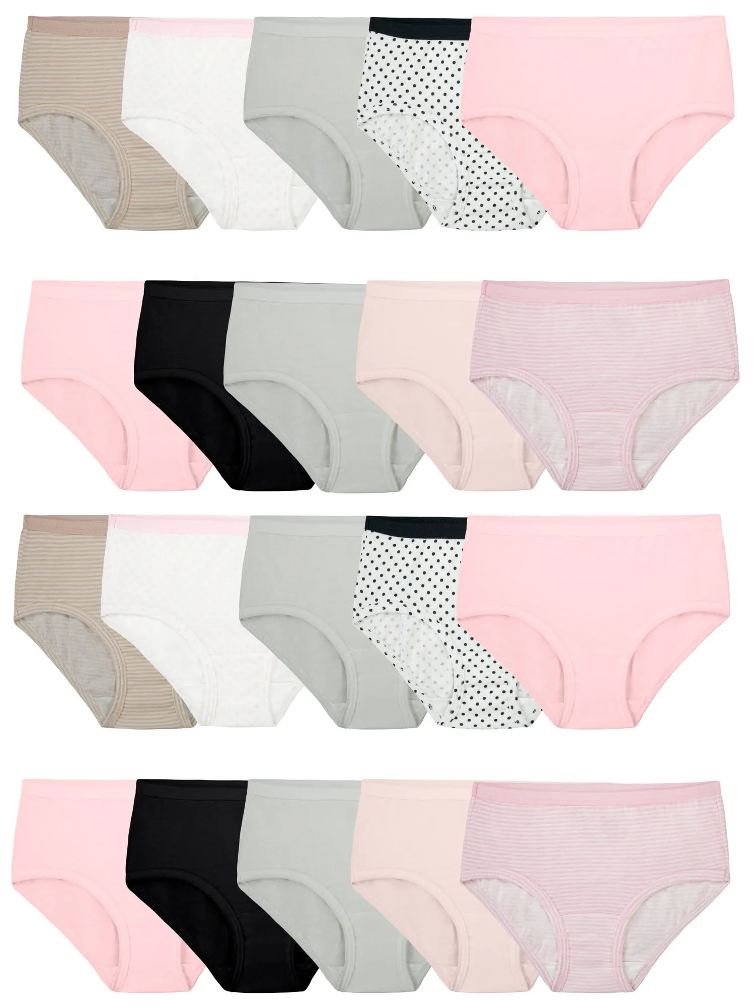 Fruit of the Loom Girls' Eversoft Cotton Brief Underwear 20-Pack