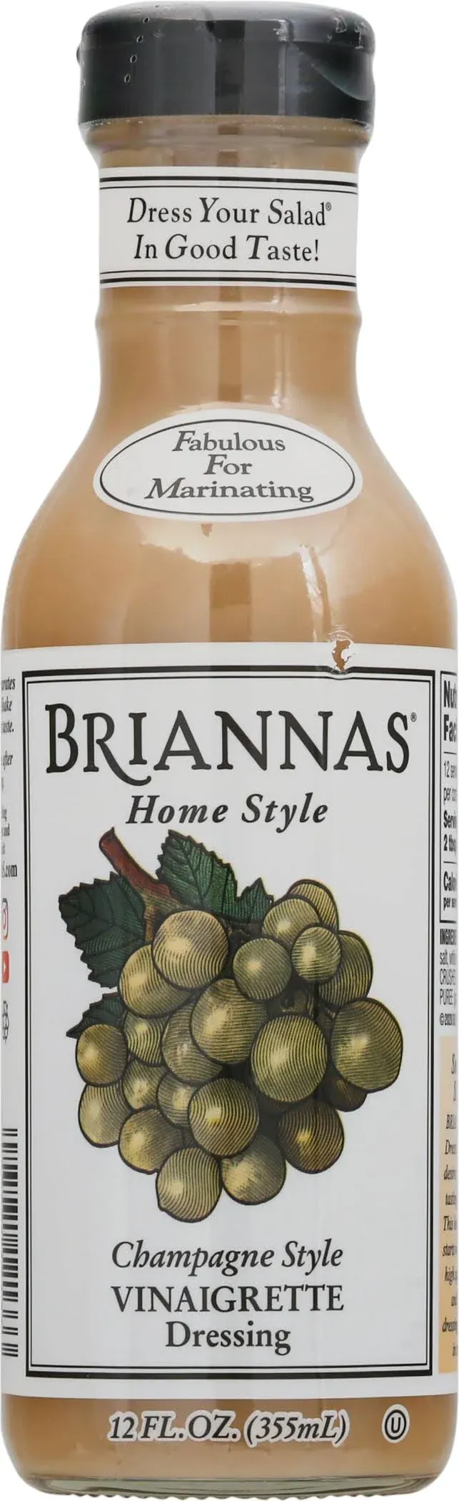 Briannas Dressing Vinaigrette Caper Champagne 12 oz (Pack of 6)