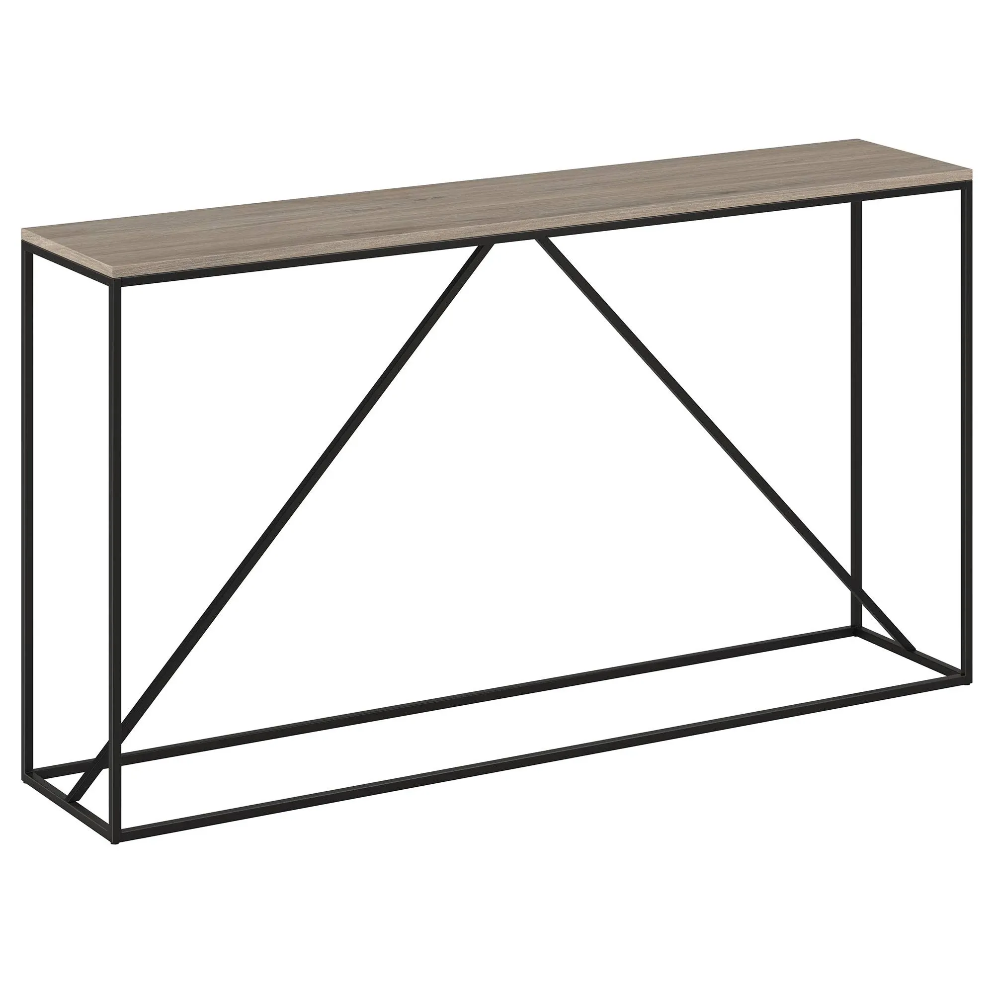 Hudson & Canal - Nia 55  Wide Rectangular Console Table in Blackened Bronze/Antiqued Gray Oak - AT1527