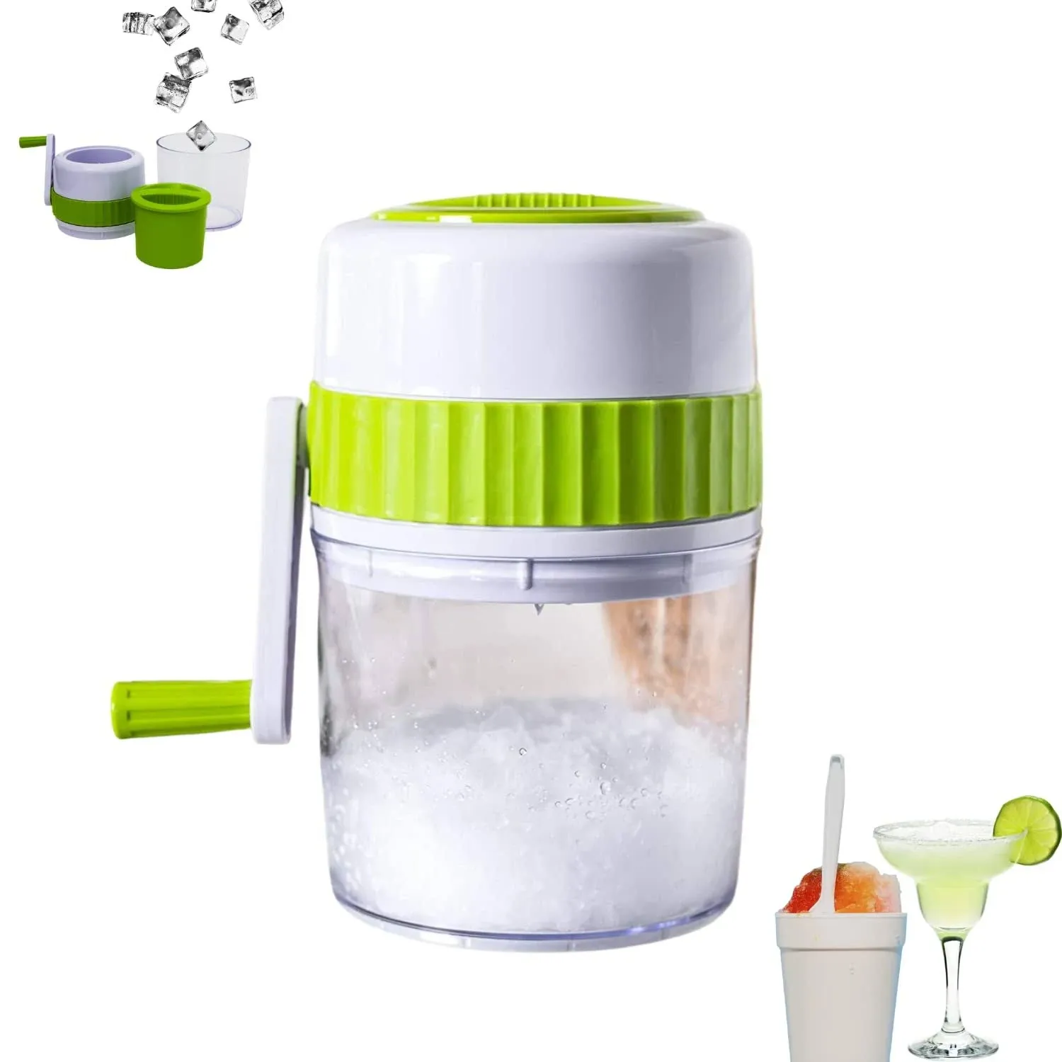 Ice Crusher Shaver for Making Drinks â€“ Manual Hand Crank Operated Ice Crusher