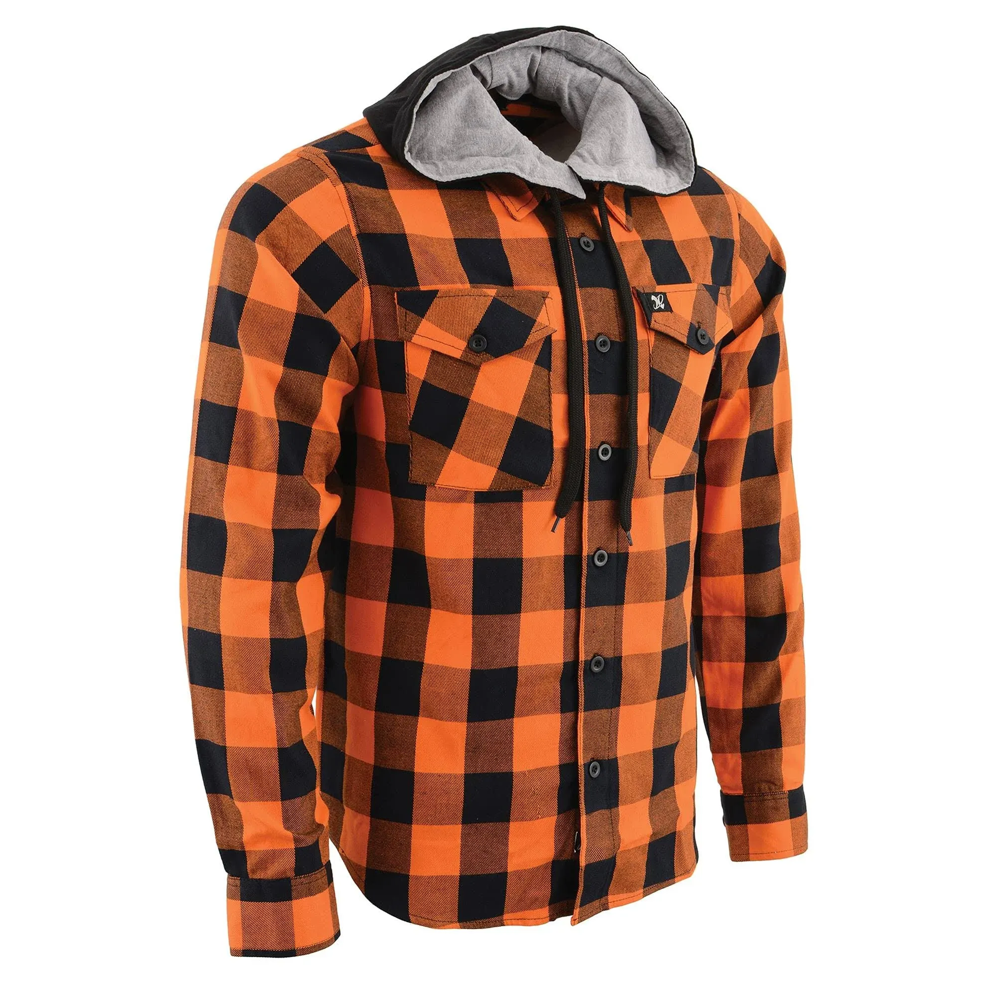 Men's Flannel Plaid Shirt Orange and Black Long Sleeve Cotton Button Down with ...