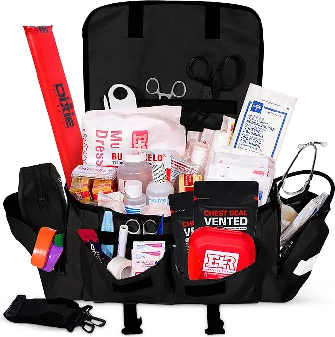 Ever Ready First Aid Fully Stocked EMT Trauma Bag feat. Tourniquet, Chest Seals ...