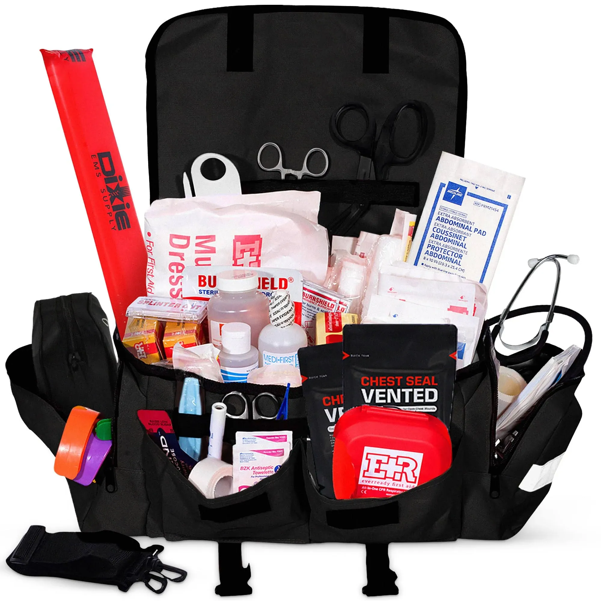 Ever Ready First Aid Fully Stocked EMT Trauma Bag feat. Tourniquet, Chest Seals ...