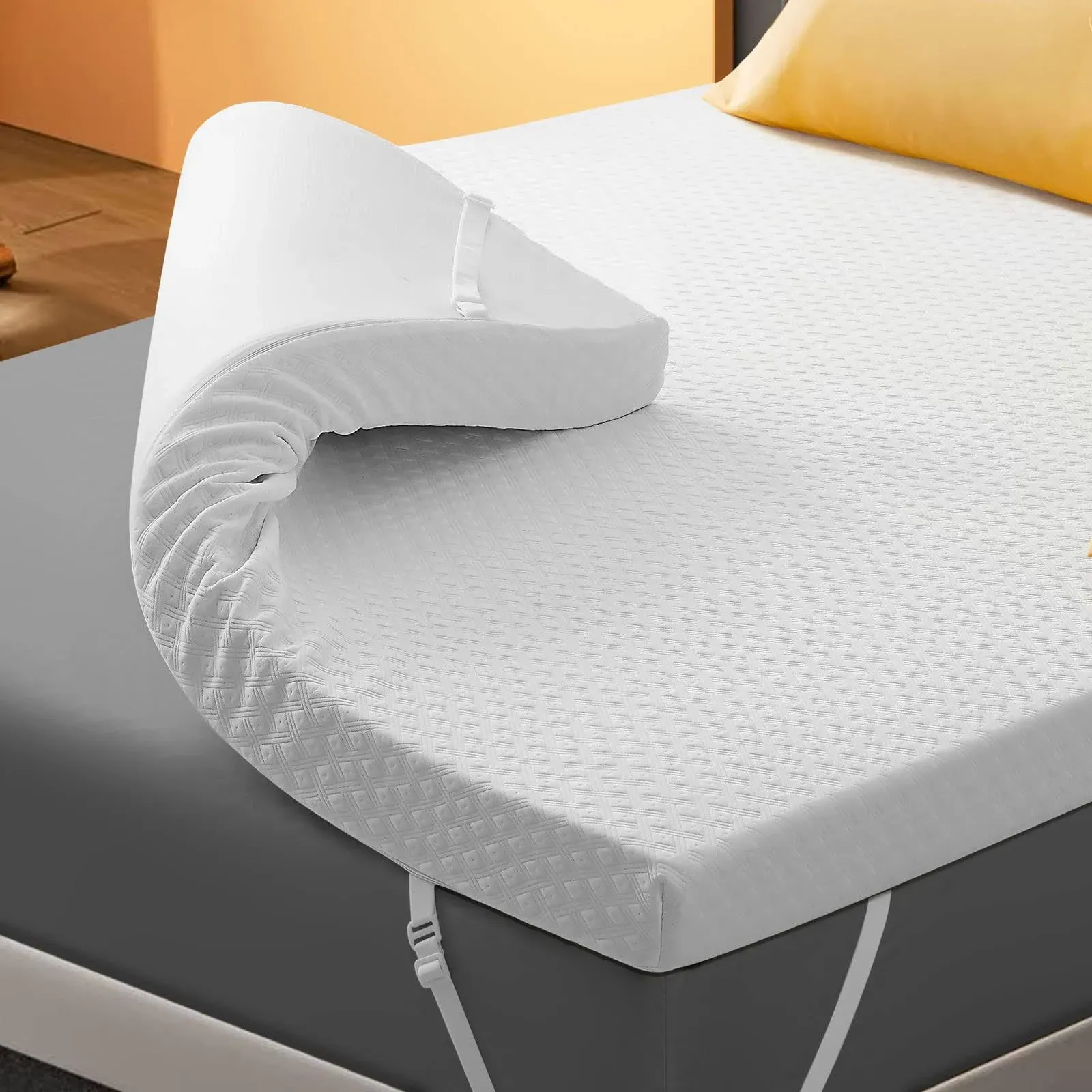 4 inch Gel Memory Foam Mattress Topper Queen size, Cooling Mattress Pad for Back ...