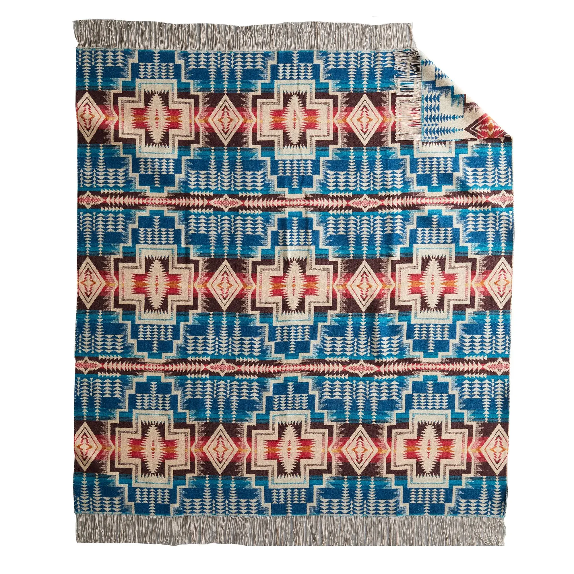 Pendleton Harding Star Royal Jacquard Fringed Throw