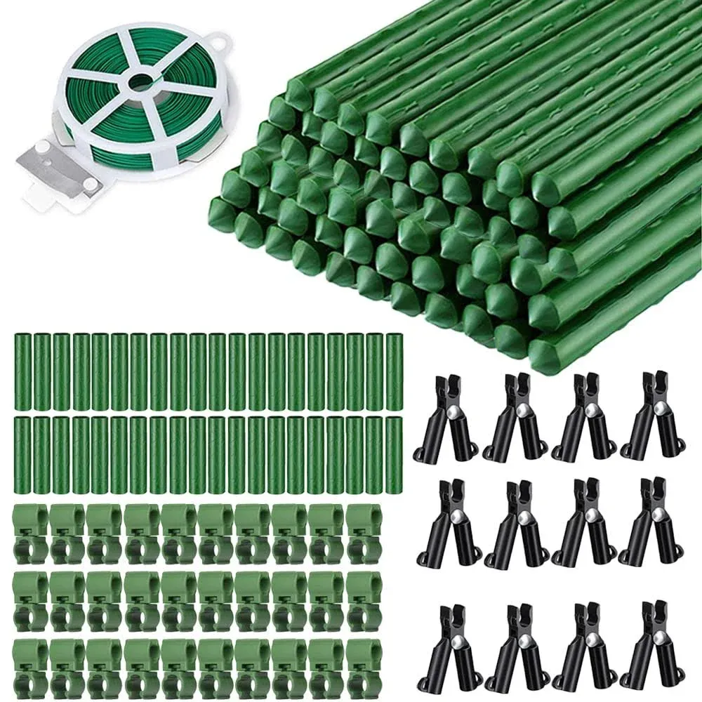 7/16" Garden Stakes,60pcs 16" Plant Stakes DIY 3ft 4ft 5ft 6ft Plant Support Sticks,Plant Support Stake with Sturdy Steel Core to Build Plant Trellis for Outdoor Garden Vegetables