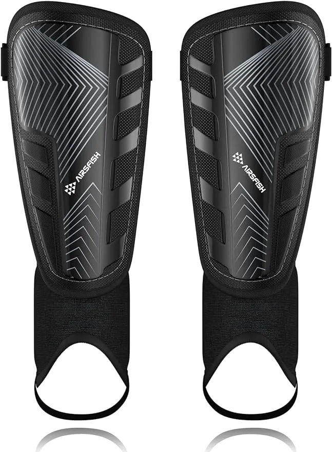 Upgraded Soccer Shin Guards for Kids Youth Adults, CE Certified AirsFish Shin ...