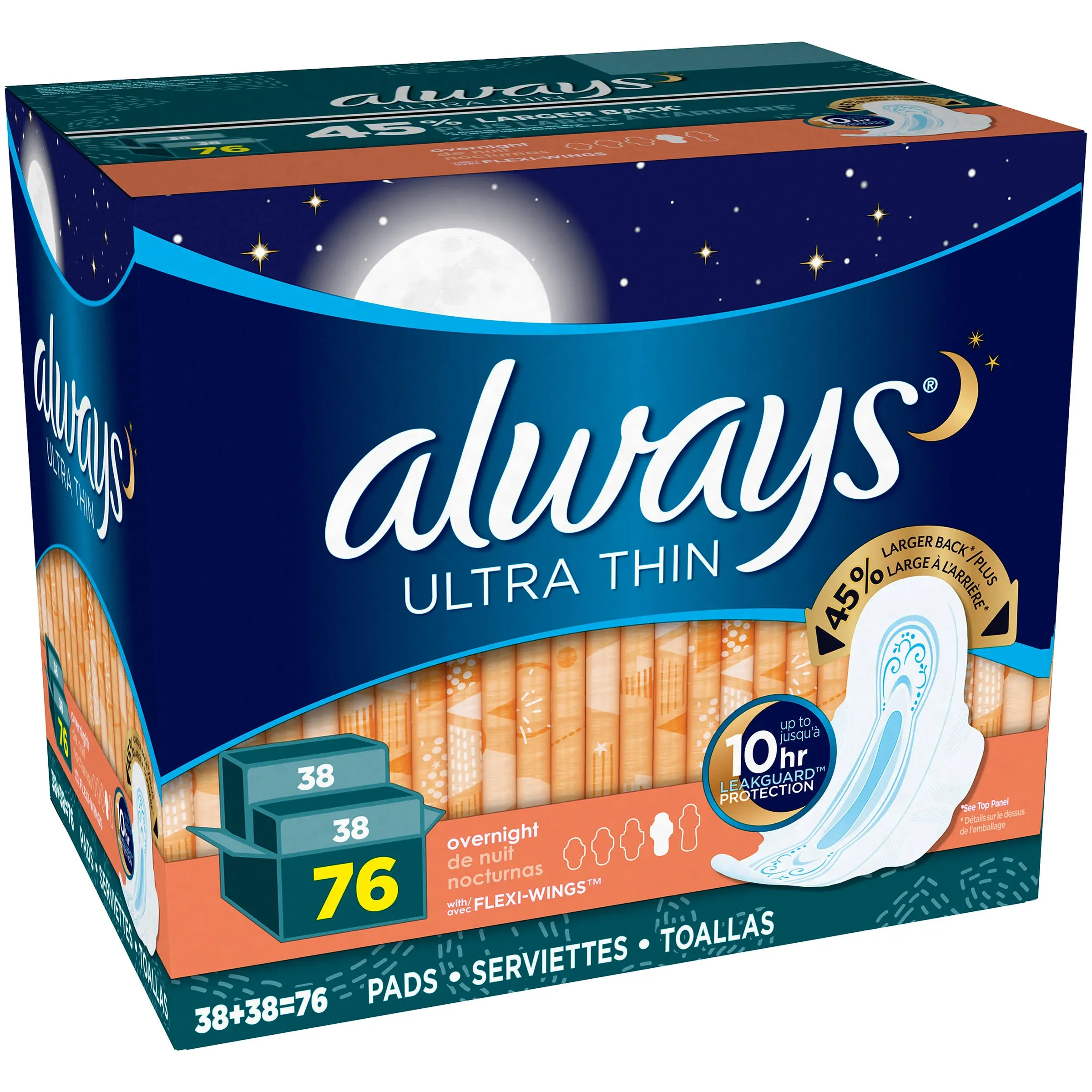 Always Ultra Thin Overnight Pads with Wings