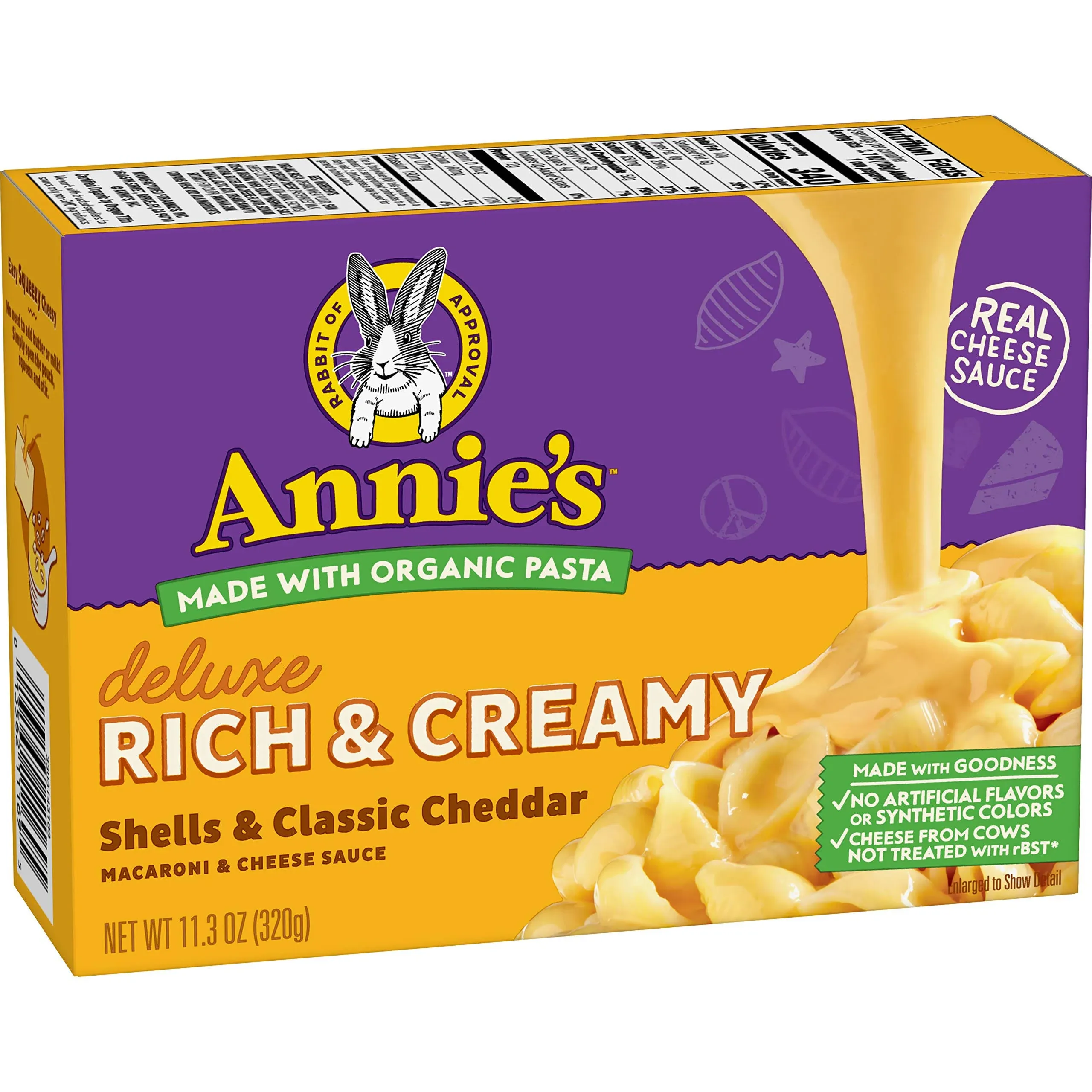 Annies Macaroni & Cheese Sauce, Deluxe, Rich & Creamy, Shells & Classic Cheddar