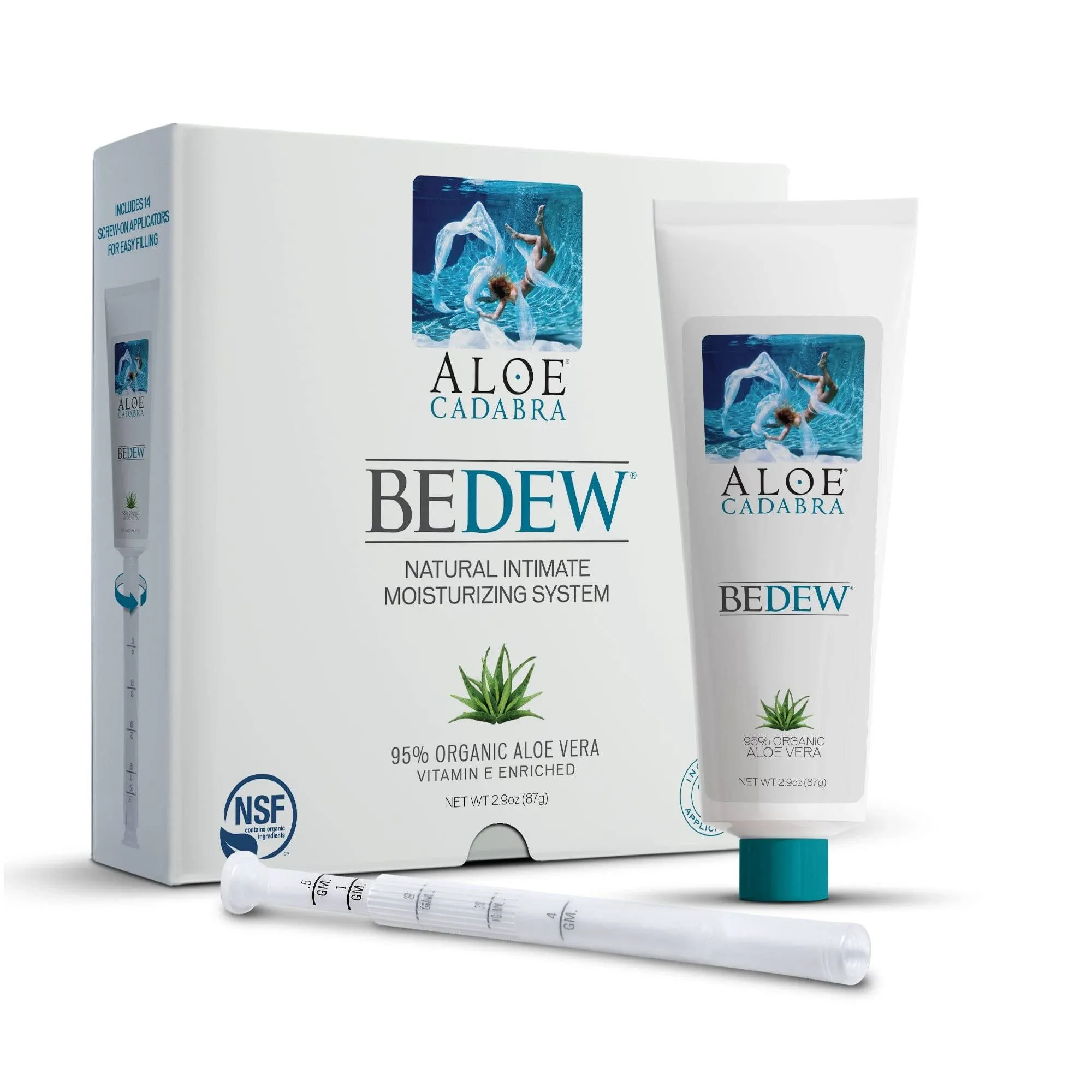 Aloe Cadabra BEDEW Organic Intimate Moisturizer System for Vaginal Dryness, Menopause and Personal Comfort with 14 Screw-on Applicators, 2.9 Ounce