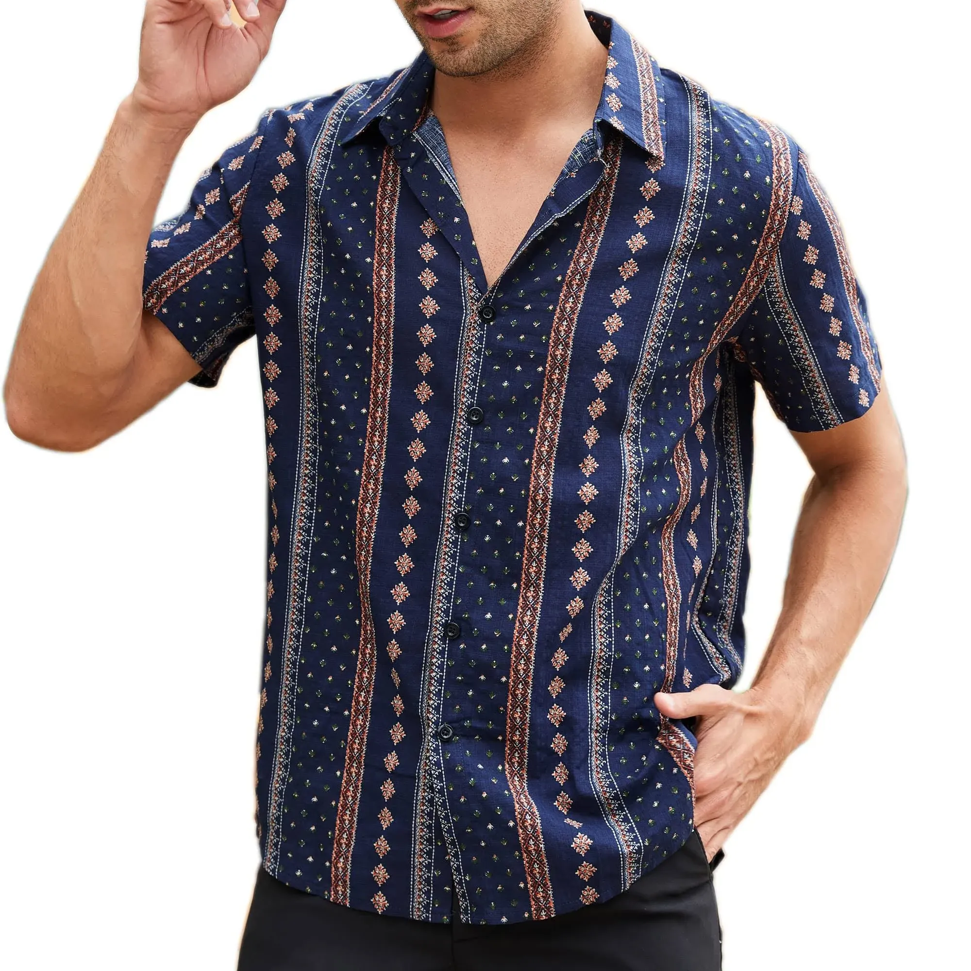 Men&#039;s Short Sleeve Button Down Hawaiian Shirts Print Summer Casual Beach Tops