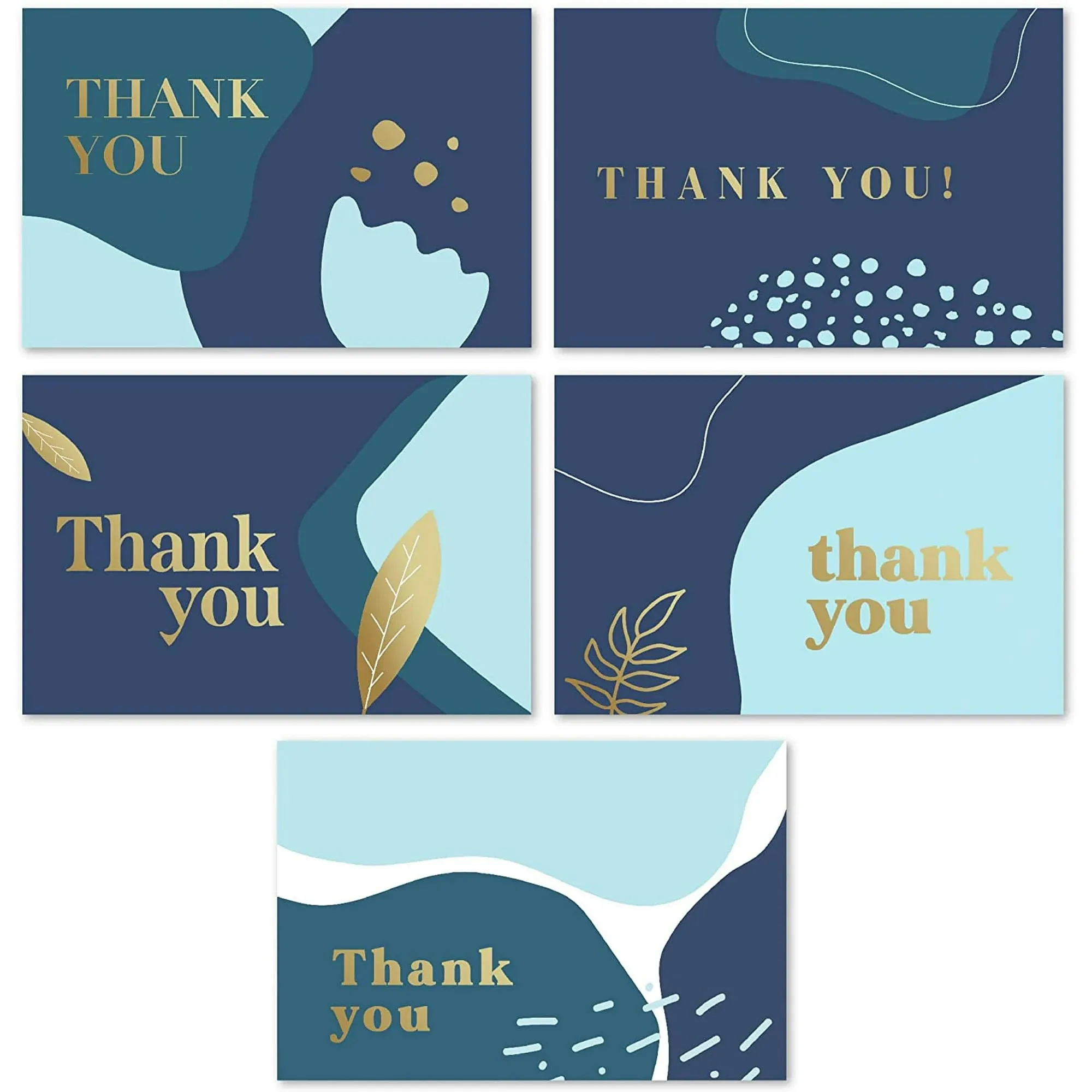 Rileys Thank You Cards with Envelopes | 50-Count, Gold Foil - Blank Note Cards, Thank You Notes, Blank Cards with Envelopes, Thank You Wish Cards, Wedding, Graduation, Baby Shower (Navy Blue)