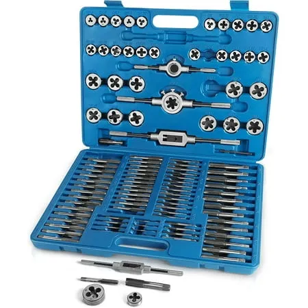 EilxMag 110PCS Hardened Alloy Steel Metric Tap and Die Rethreading Tool Set - Cutting External & Internal Threads with Storage Case (Pakage)