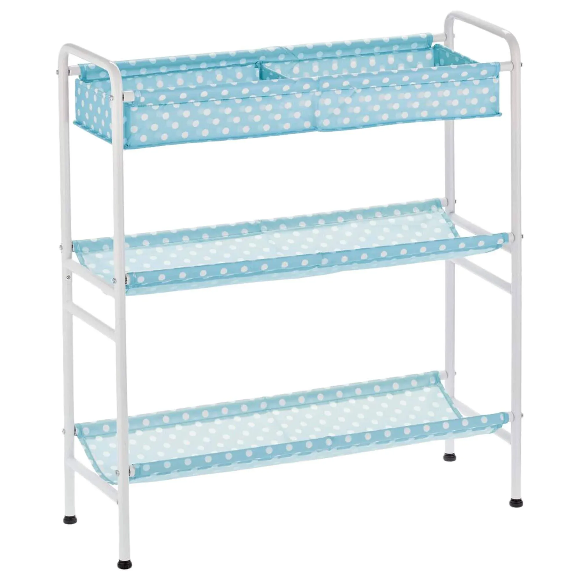 mDesign 3-Tier Kids Toy Box Storage Organizer Cart - Turquoise/White