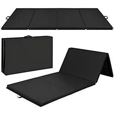 Gymnastics Mat Exercise Folding Panel Gymnastics Mat Gym Fitness Exercise Mat 4'x8'x2" Thick Black Color