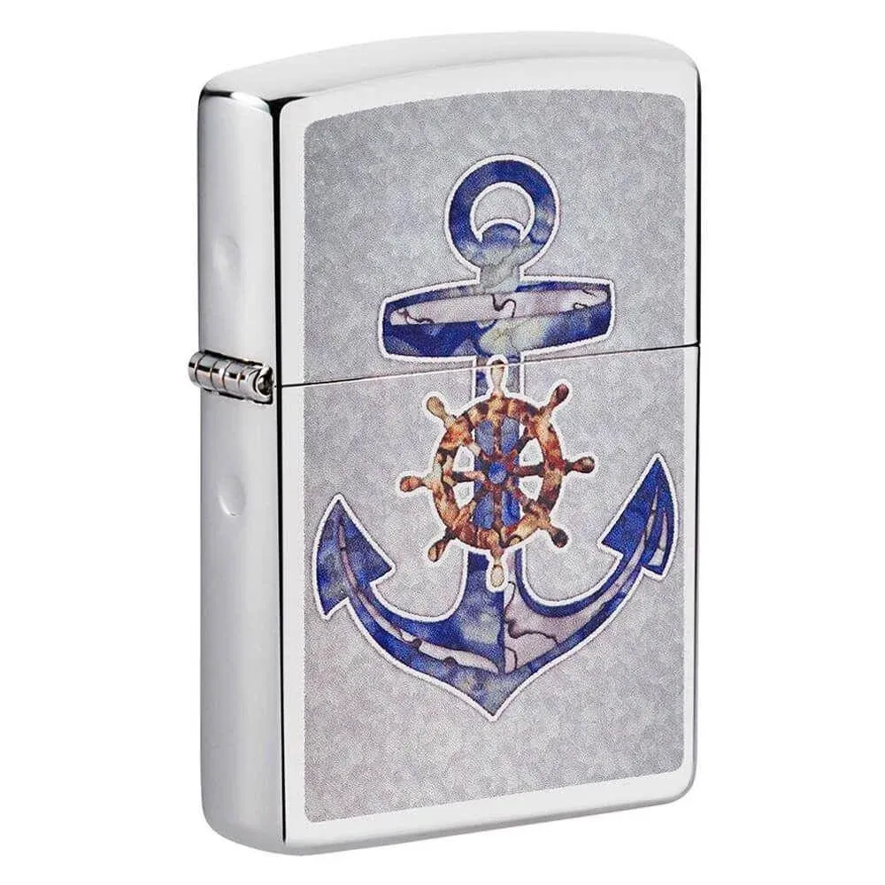 Zippo Manufacturing ZIP-49411 Anchor Design Lighter High Polish Chrome