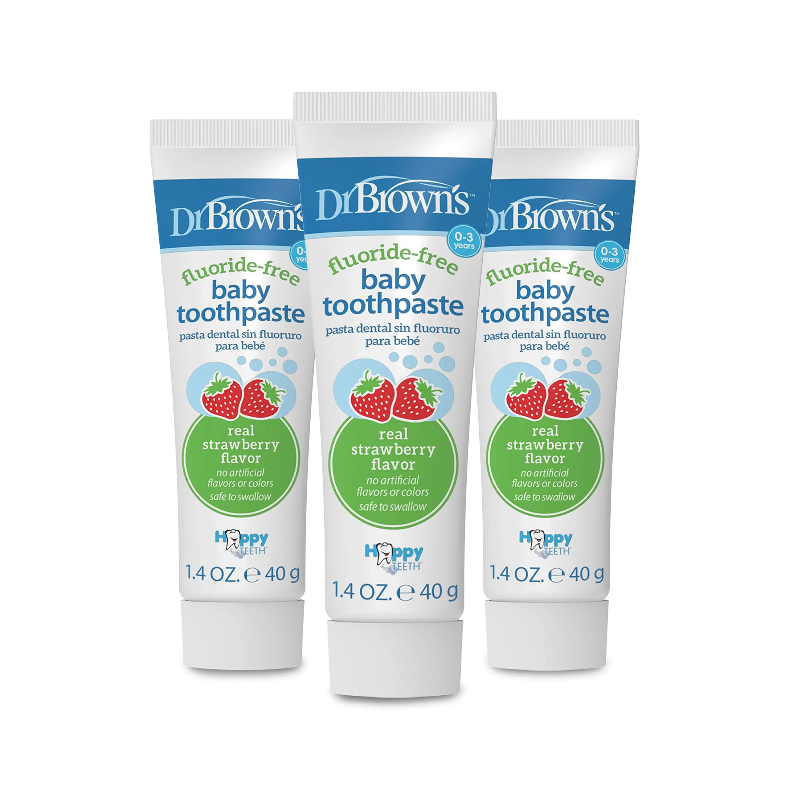 Dr. Brown's Fluoride-Free Baby Toothpaste, Infant & Toddler Oral Care, Strawberry ...