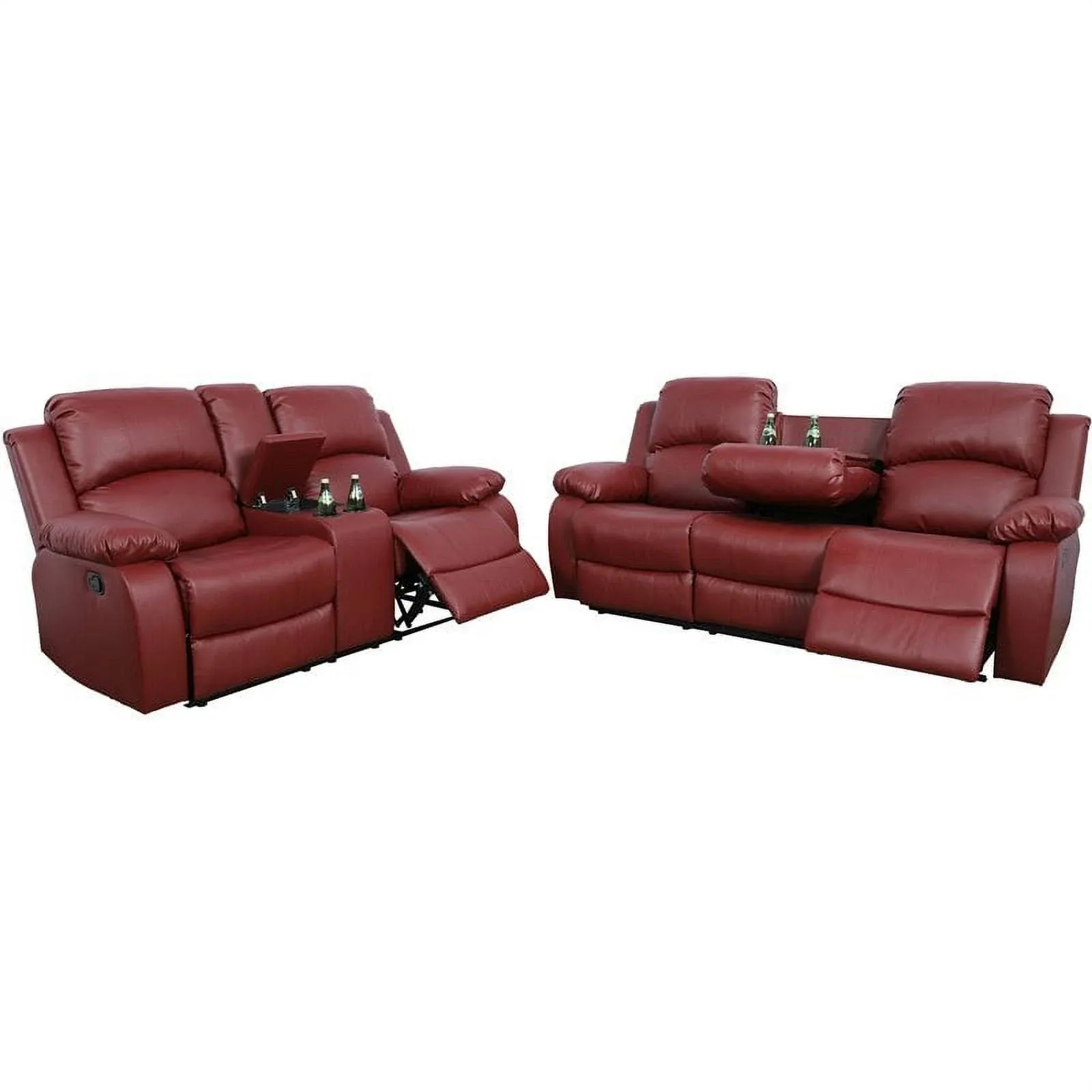 Lifestyle Furniture Ashland 2-Pieces Recliner PU Sofa Set in Red