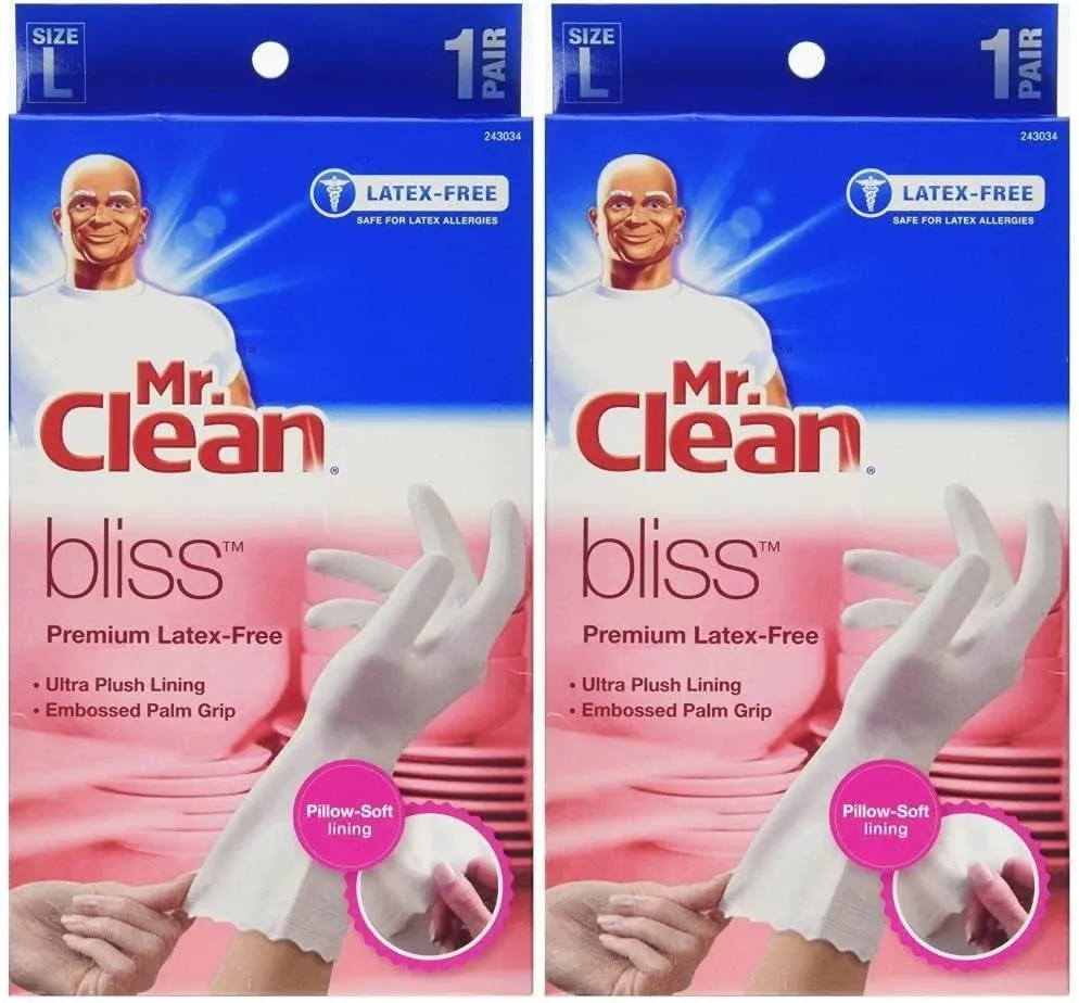 Mr. Clean Bliss Premium Latex-Free Gloves, Large 1 pr (Pack of 2)