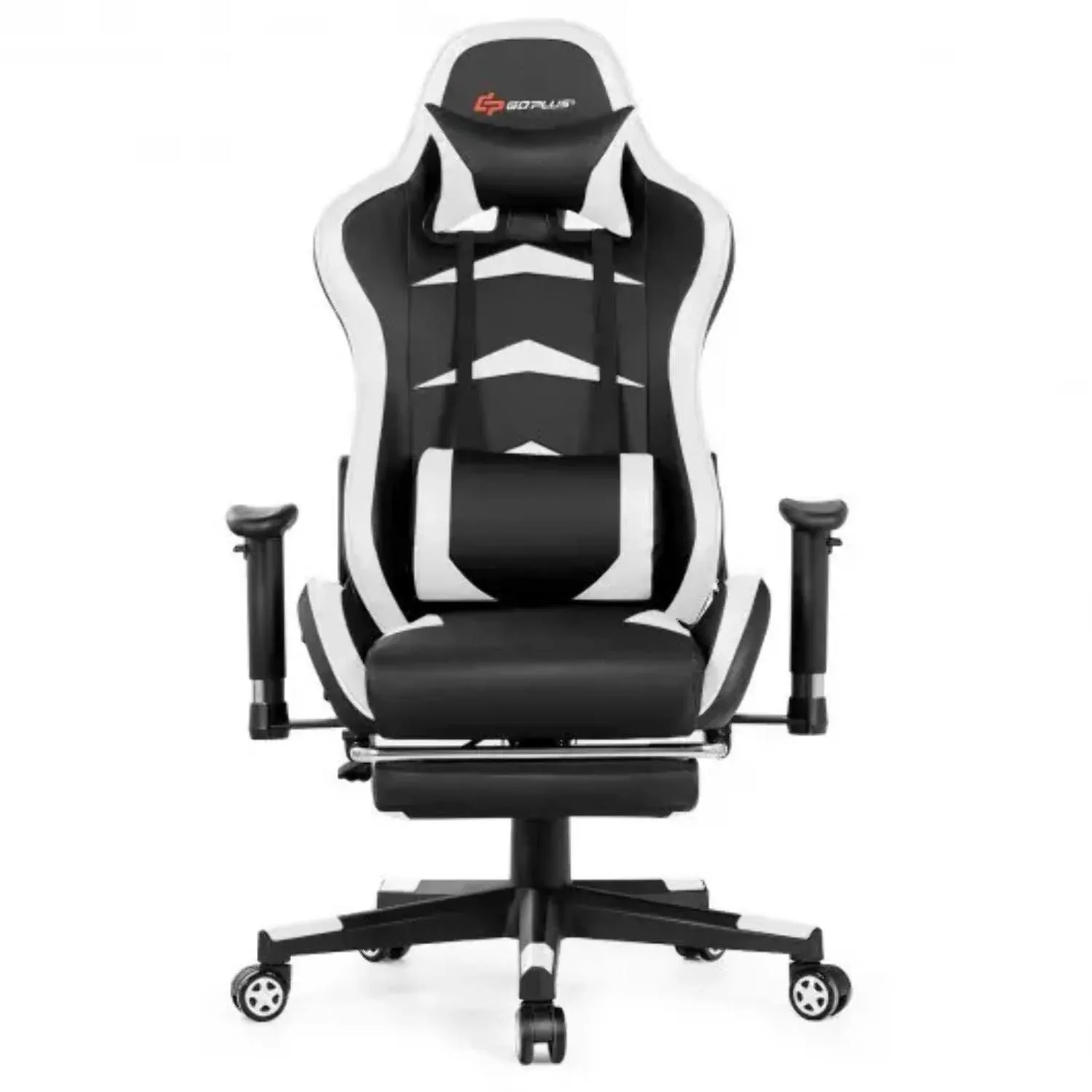 Massage Gaming Chair with Footrest White