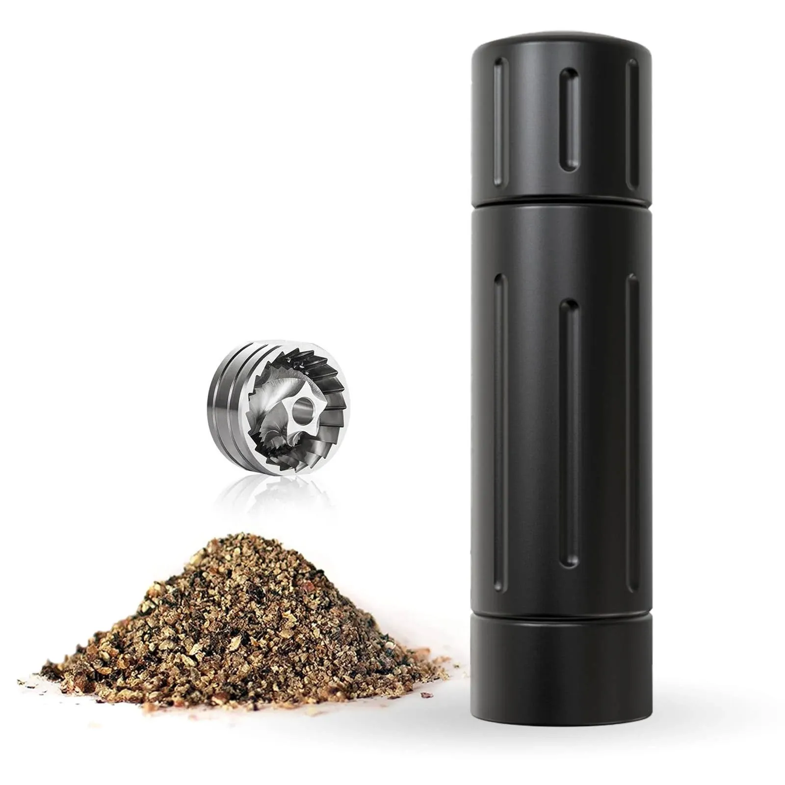 Pepper Grinder Mill, Professional Grade Aluminum Manual Pepper Mill, Refillable High Output Heavy Duty Pepper Grinder with Adjustable Coarseness, Stainless Steel Blade, Lock Button Design