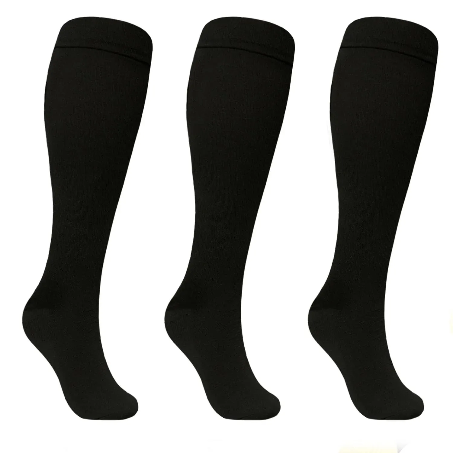 Tapesb 3 Pairs Plus Size Compression Socks Wide Calf Women Men Knee High 20-30 ...