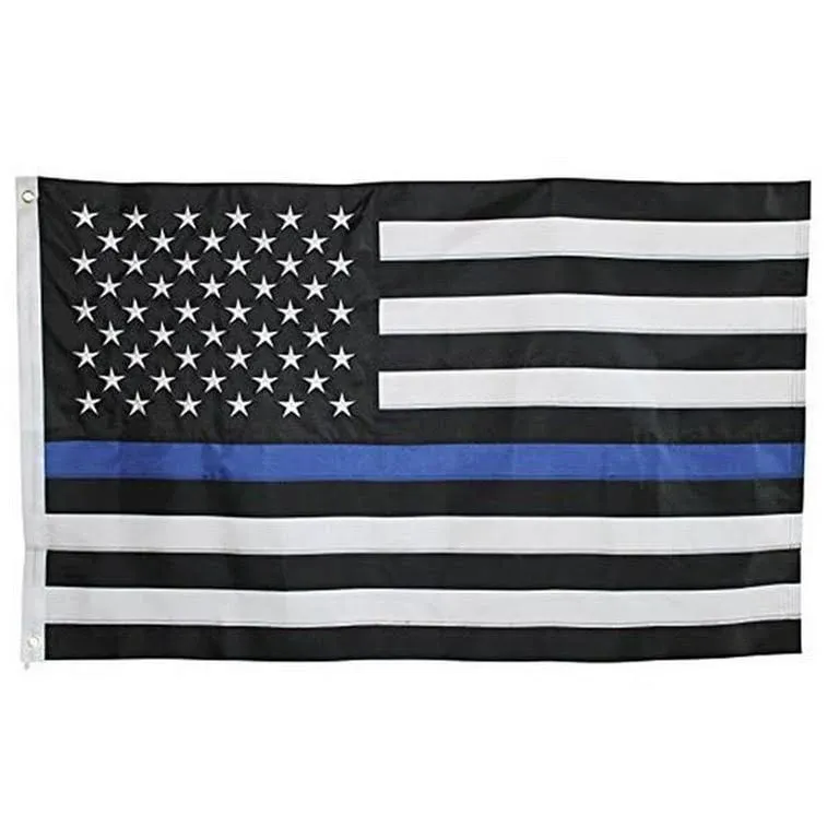 Flag for Garden, Room and Outdoor Quality Thin Blue Line America Flag 3X5' FADE Resistant Stars & Stripes