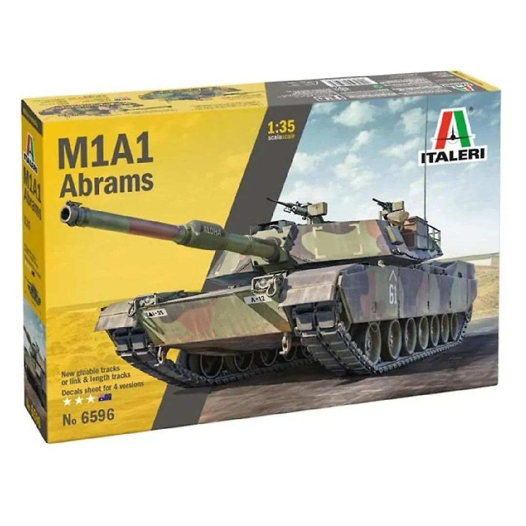 Italeri 6596 M1A1 Abrams 1/35 Scale Plastic Model Kit with Decals for 4 Versions