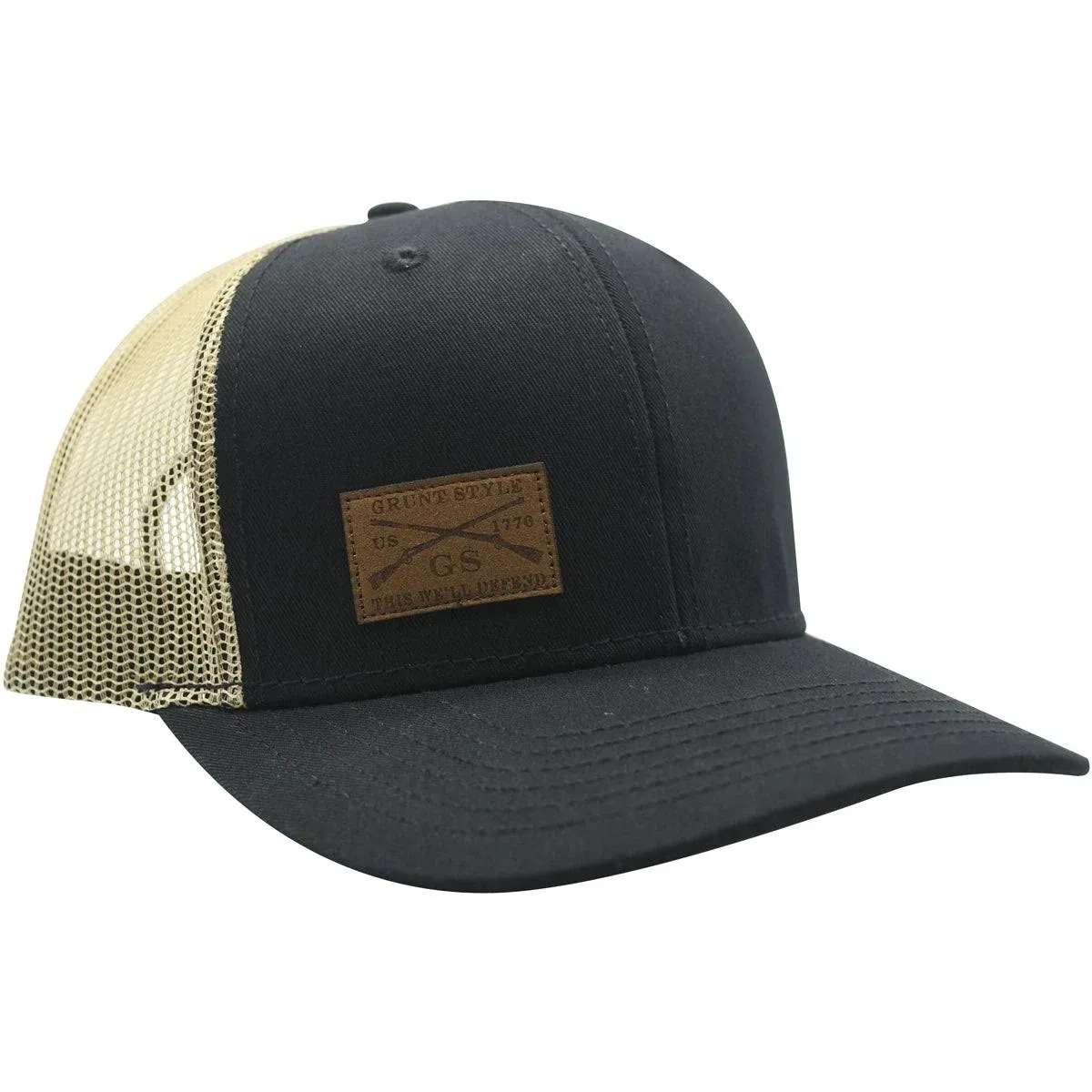 Twill Leather Logo Baseball Cap By Grunt Style GS3398