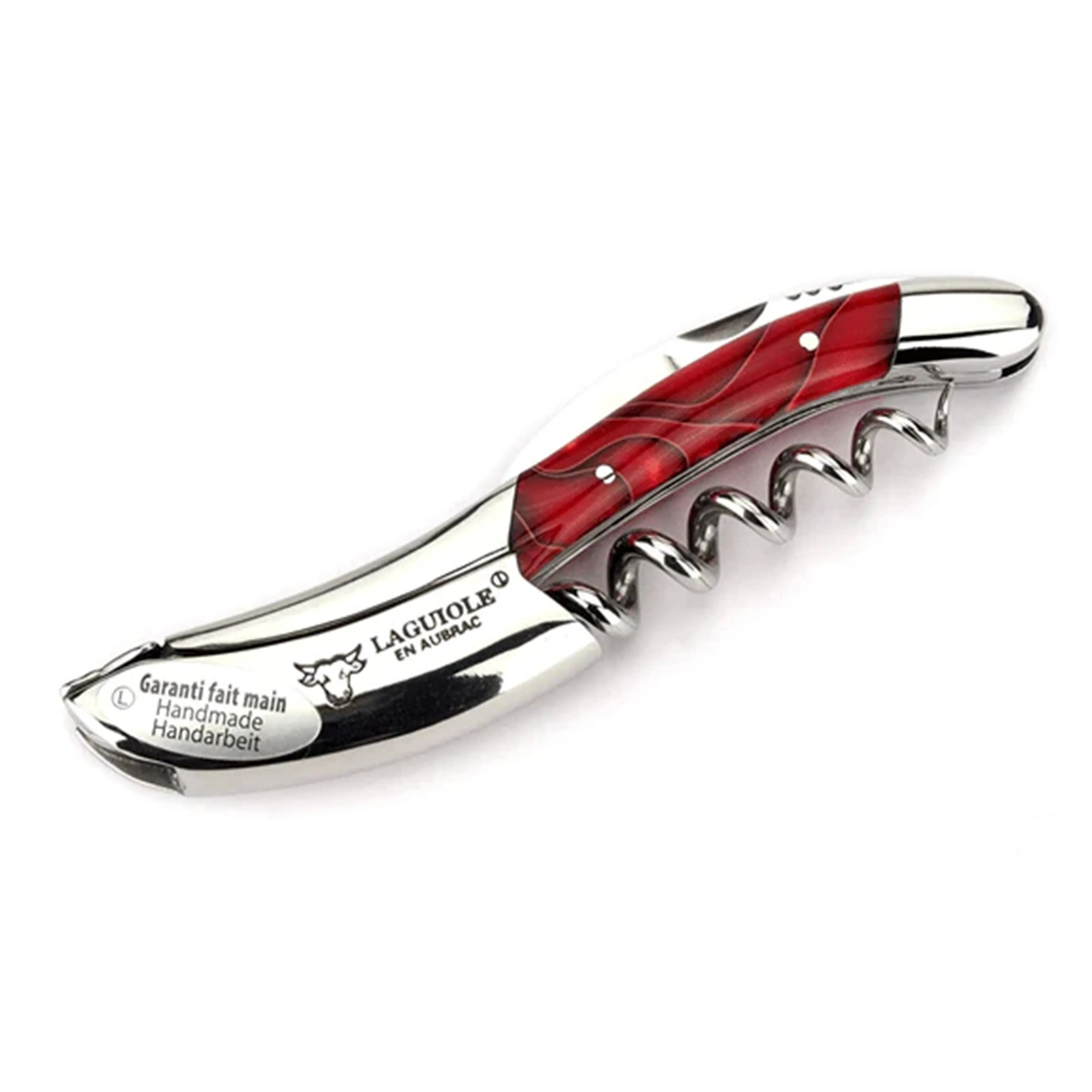 Laguiole en Aubrac Stainless Steel Corkscrew with Marshmallow Red Handle