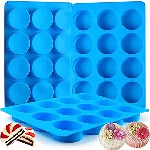 3-pack Chocolate Cake Cookie Mold 6-Cavity Round Silicone Baking Molds for Cylinder Candy Jello Cake Chocolate Covered Sandwich Cookies Handmade Resin Mini Soap