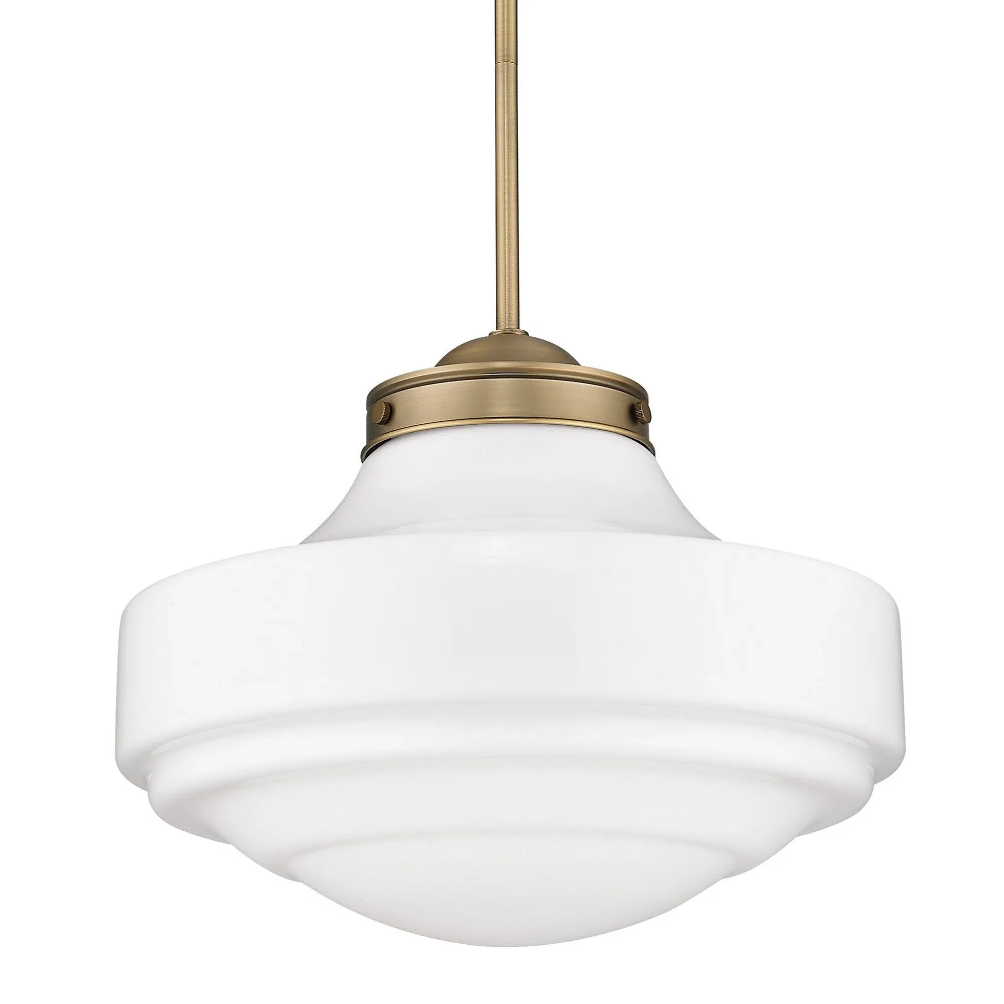 Golden Lighting 0508-L MBS-VMG Ingalls 1 Light 16 inch Pendant in Modern Brass with Vintage Milk Glass Shade