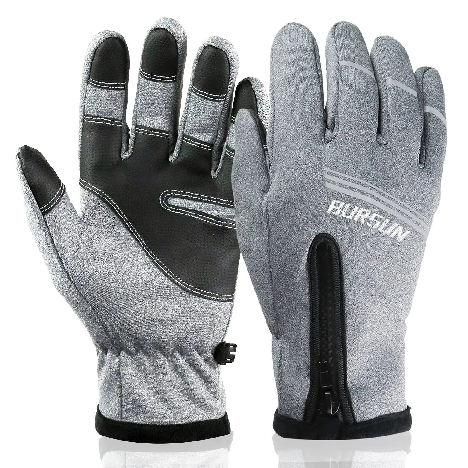 BURSUN Winter Gloves, Windproof Waterproof Warm Touchscreen Medium, Grey 