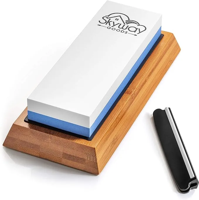 Skyway Goods Knife Sharpening Stone, 2 Side Sharpening Whetstone 1000/6000, Best Wet Stone Sharpening Kit for Sharping Knives, Knife Sharpener Stone