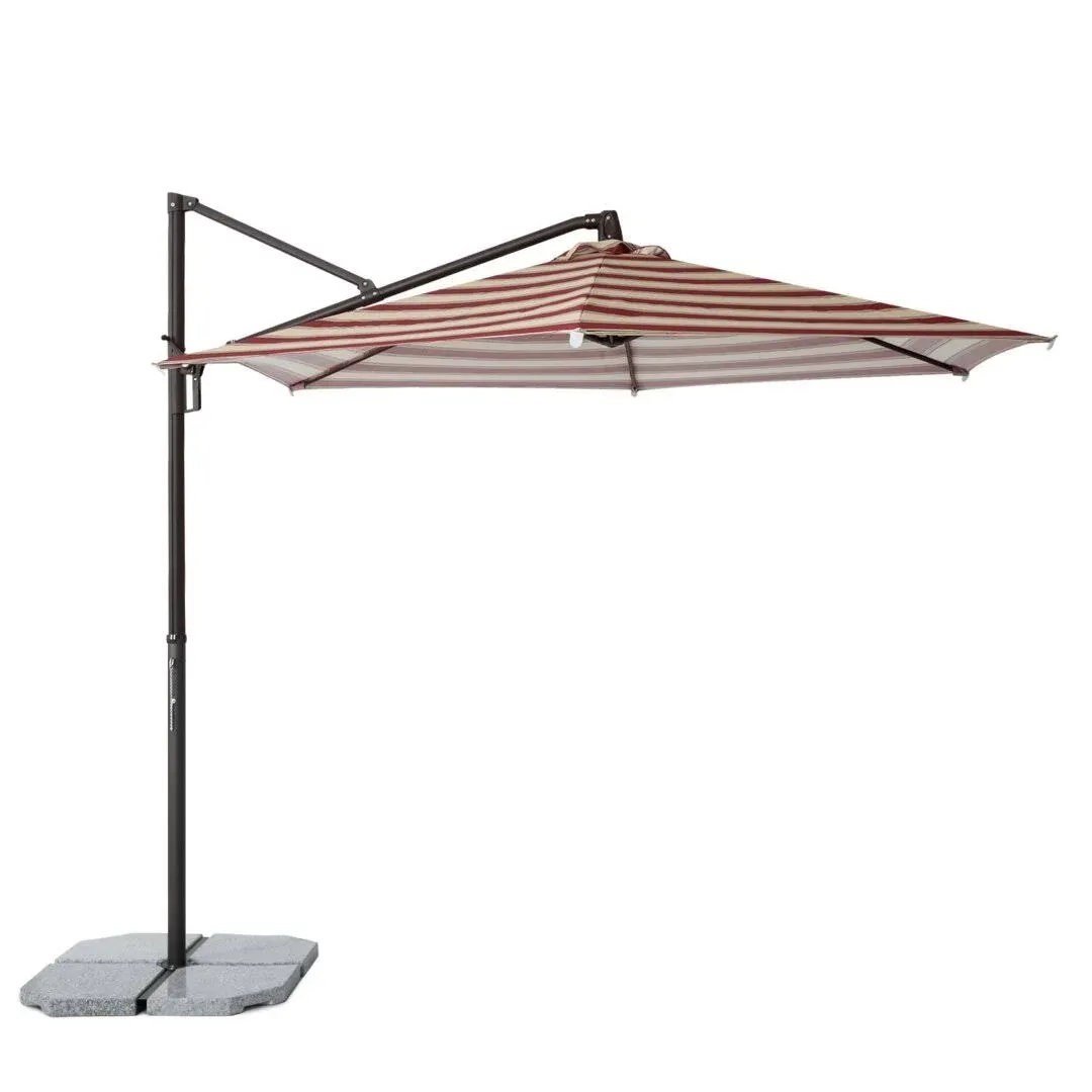 Tempera Premium Patio Cantilever Umbrella Tempera Fabric Color: Brown Red Stripe